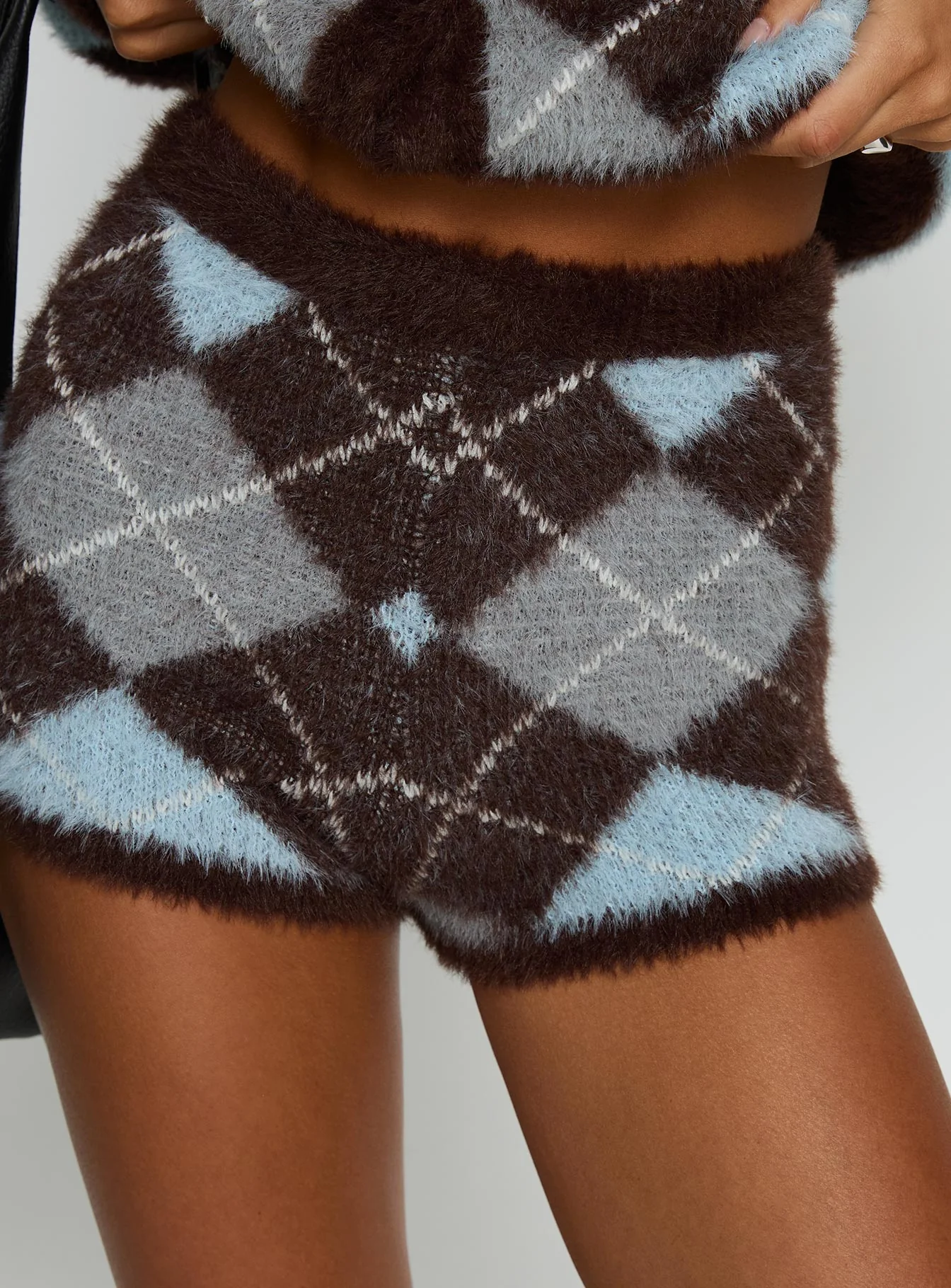 Kenlea Micro Shorts Blue Argyle - Image 6