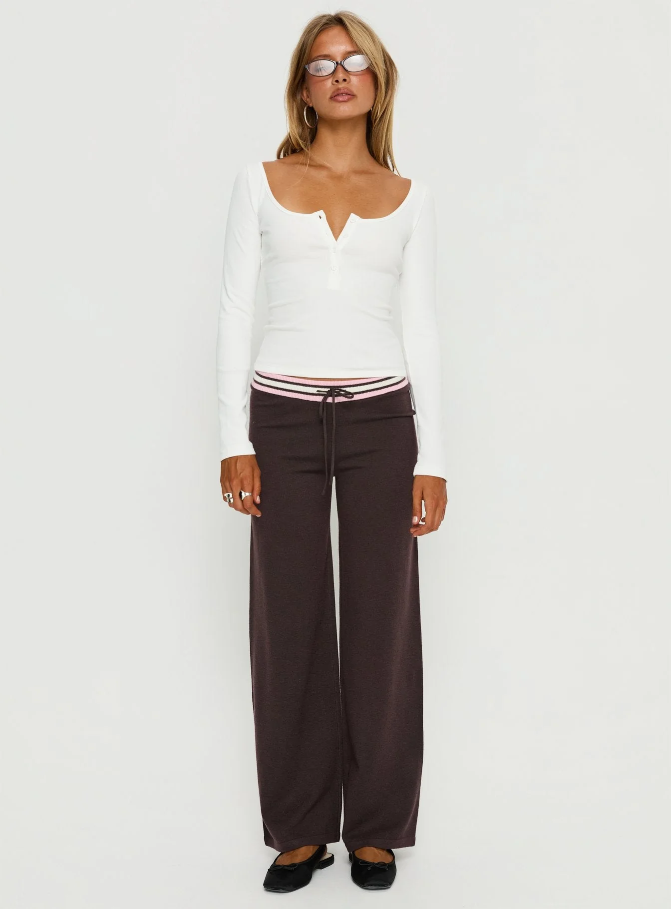 Keslie Long Sleeve Henley Top White - Image 7