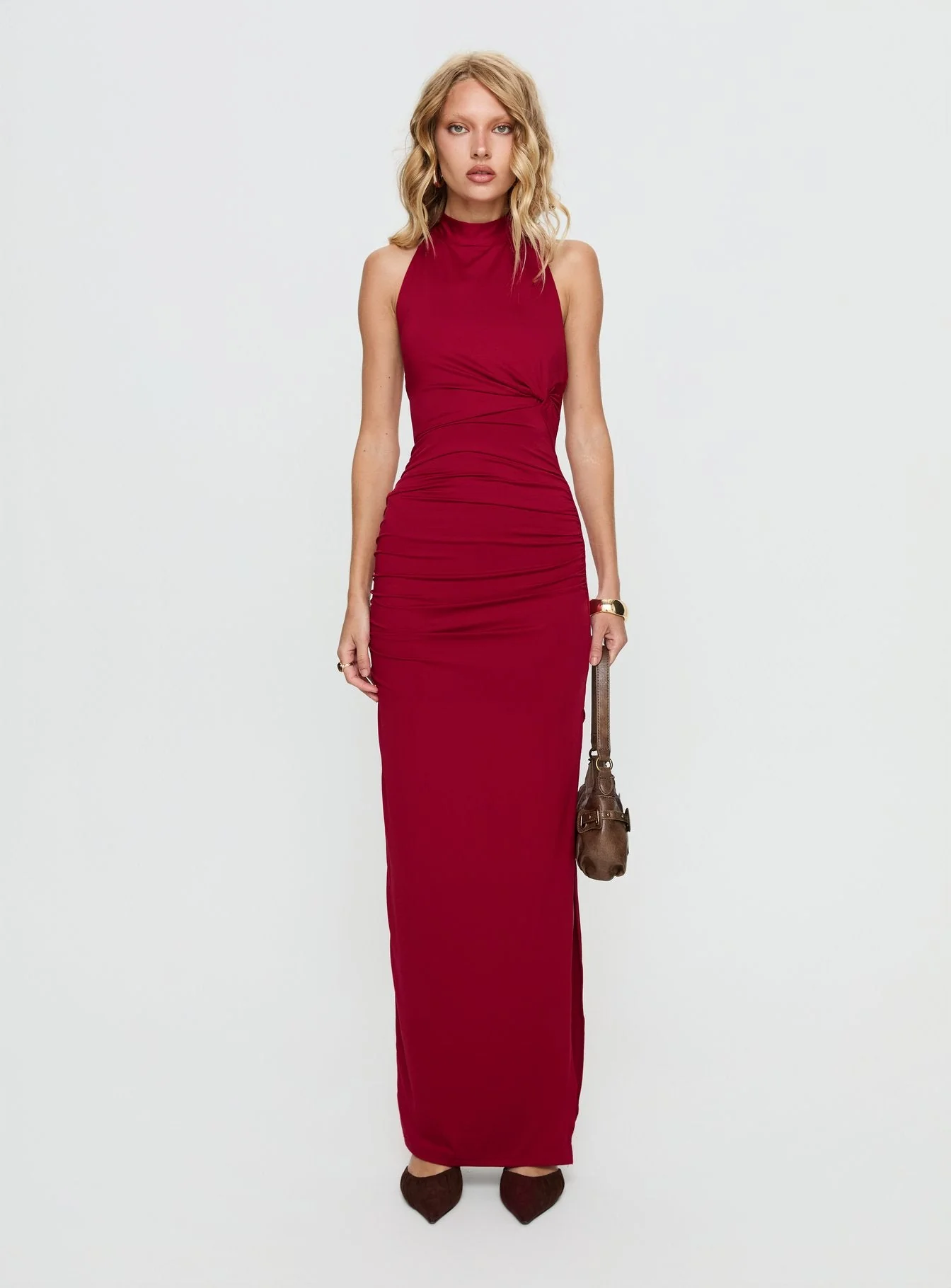 Keysha Halter Maxi Dress Deep Red - Image 6