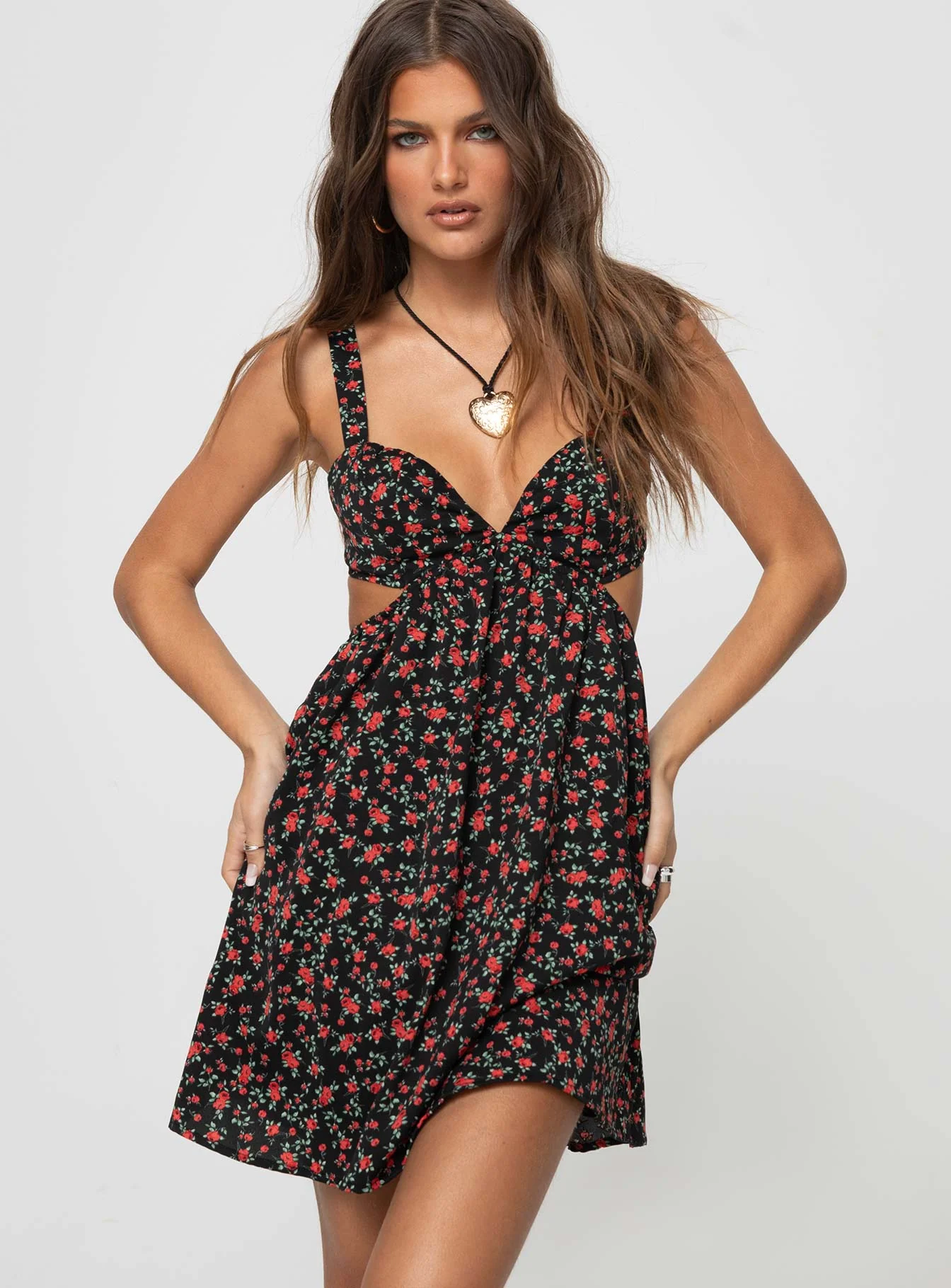 Khalia Mini Dress Black Floral - Image 2