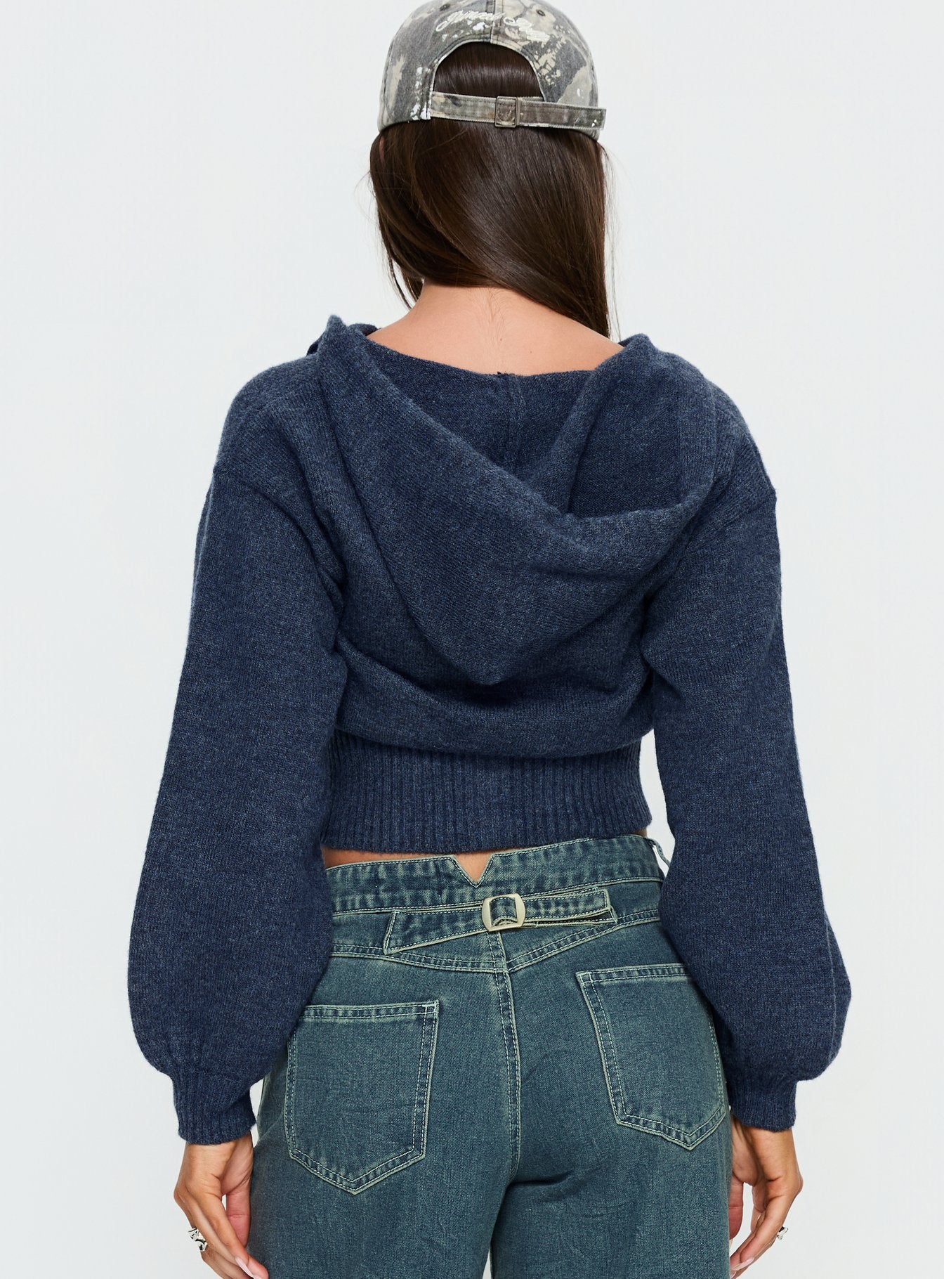 Kieley Zip Through Knit Hoodie Navy - Image 5