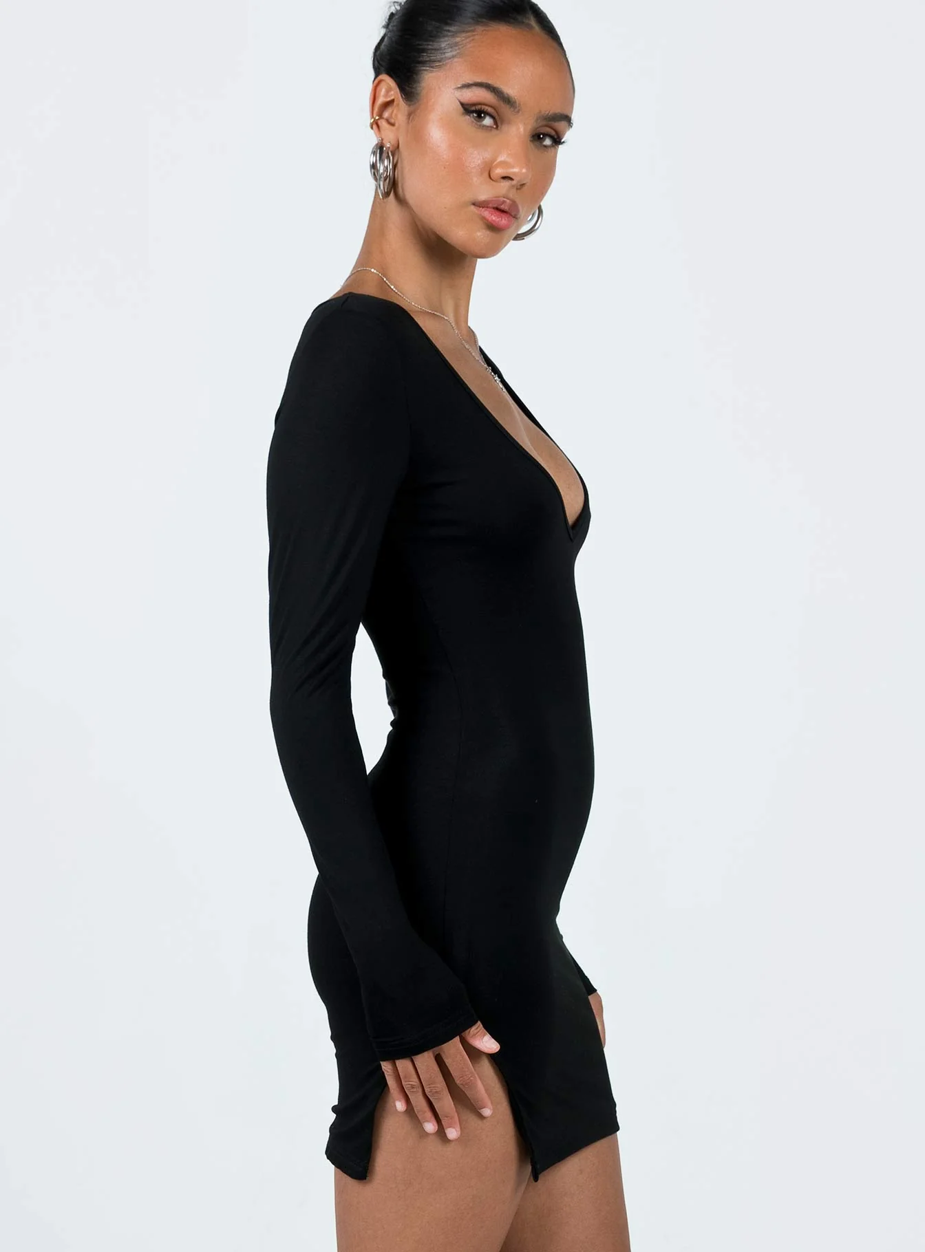 Kingsland Long Sleeve Mini Dress Black - Image 4