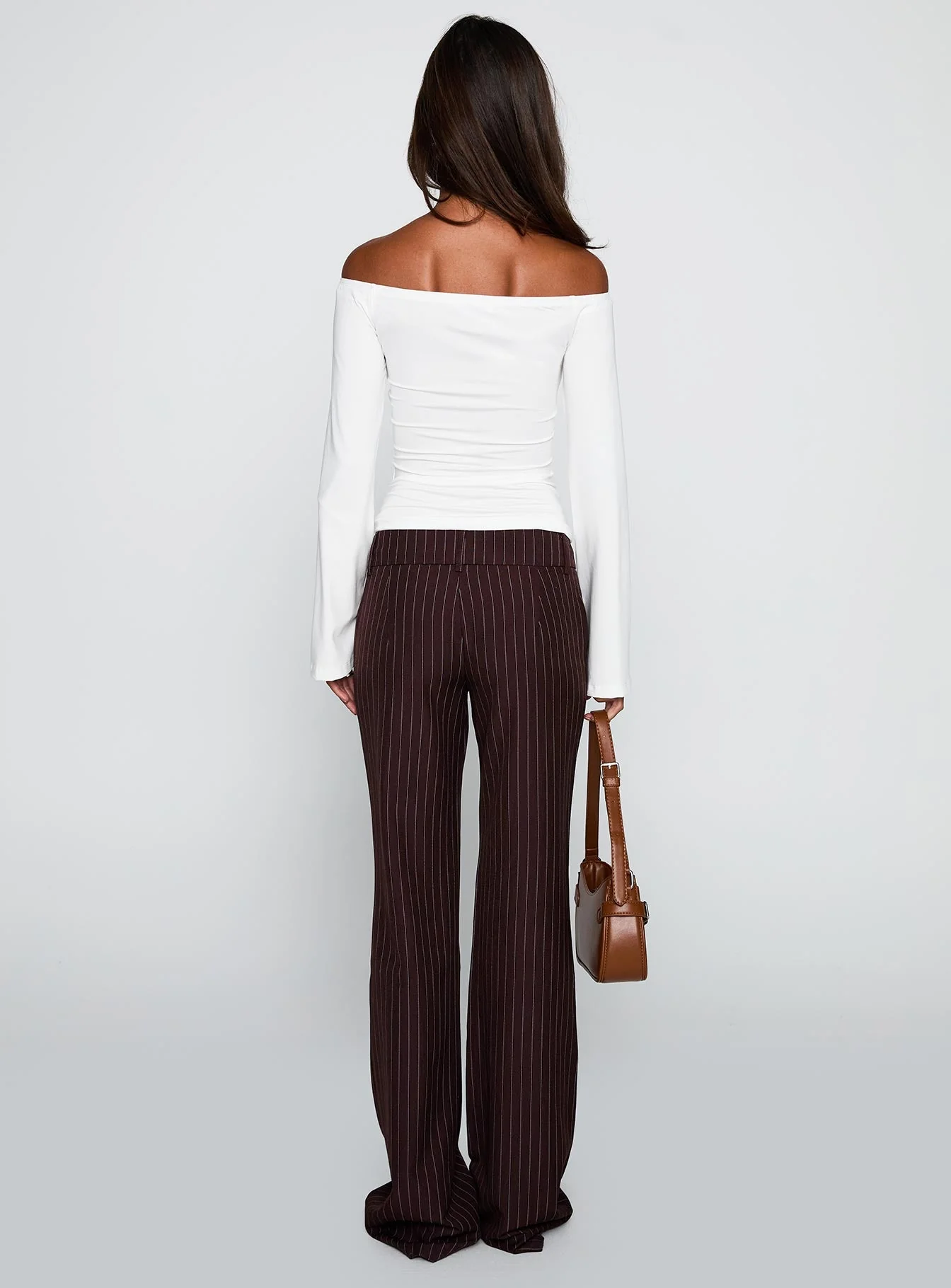 Kinkirk Flared Pants Brown Pinstripe - Image 5