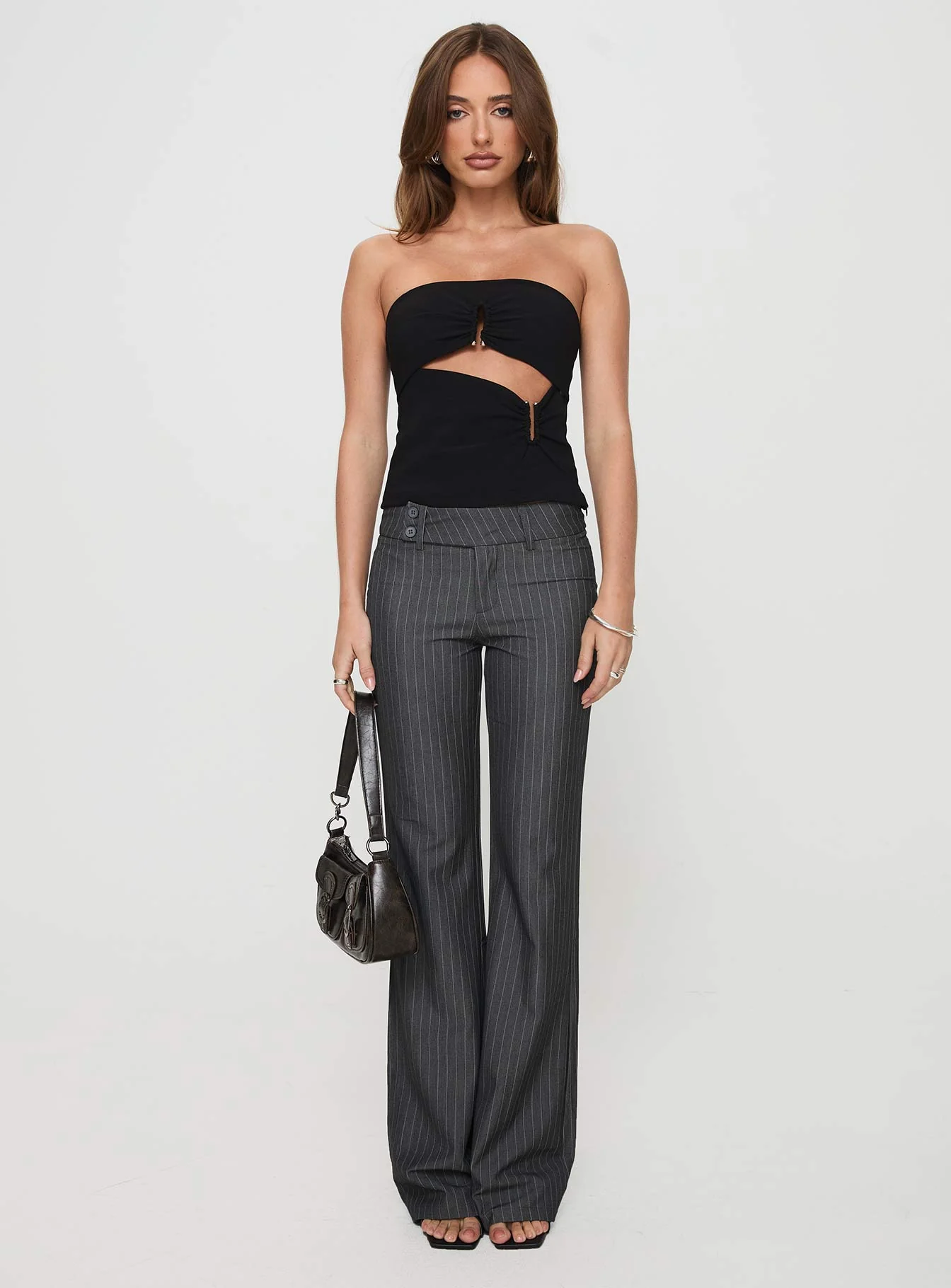 Kinkirk Flared Pants Grey Pinstripe Tall - Image 7