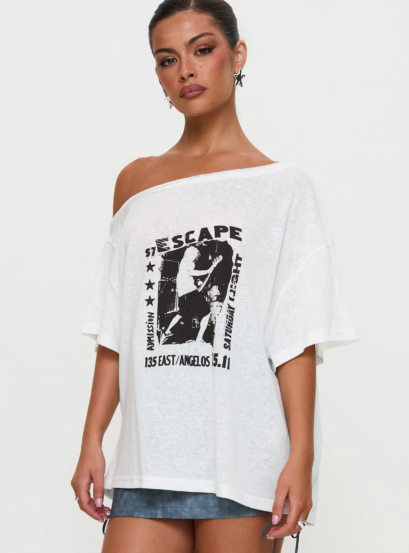 Kippa Off The Shoulder Tee White - Image 5