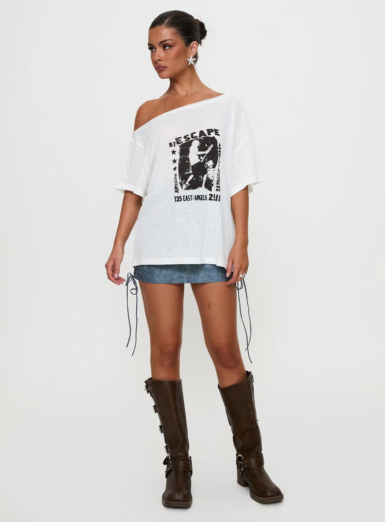 Kippa Off The Shoulder Tee White - Image 6