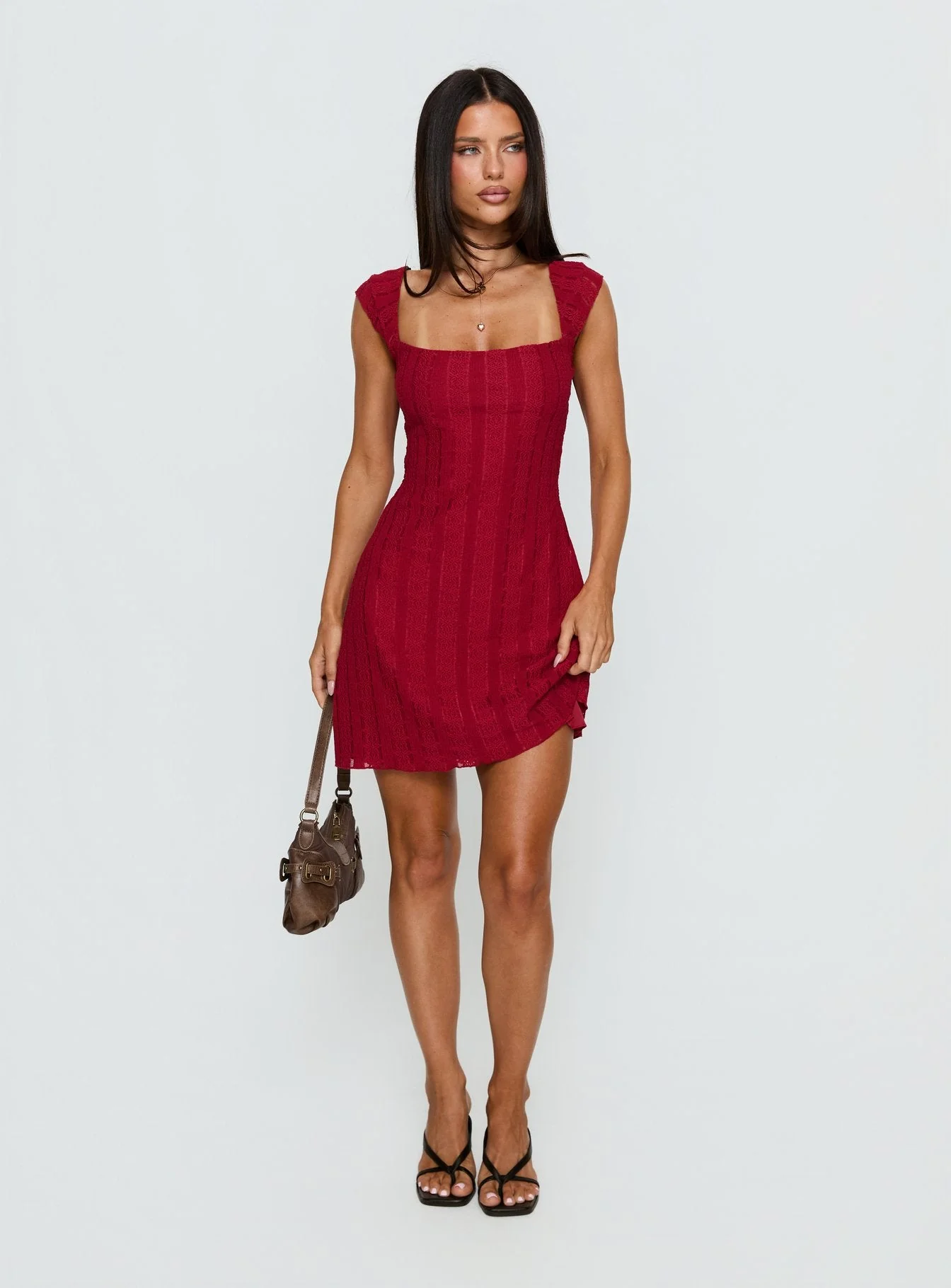 Kirrisen Textured Mini Dress Red - Image 2