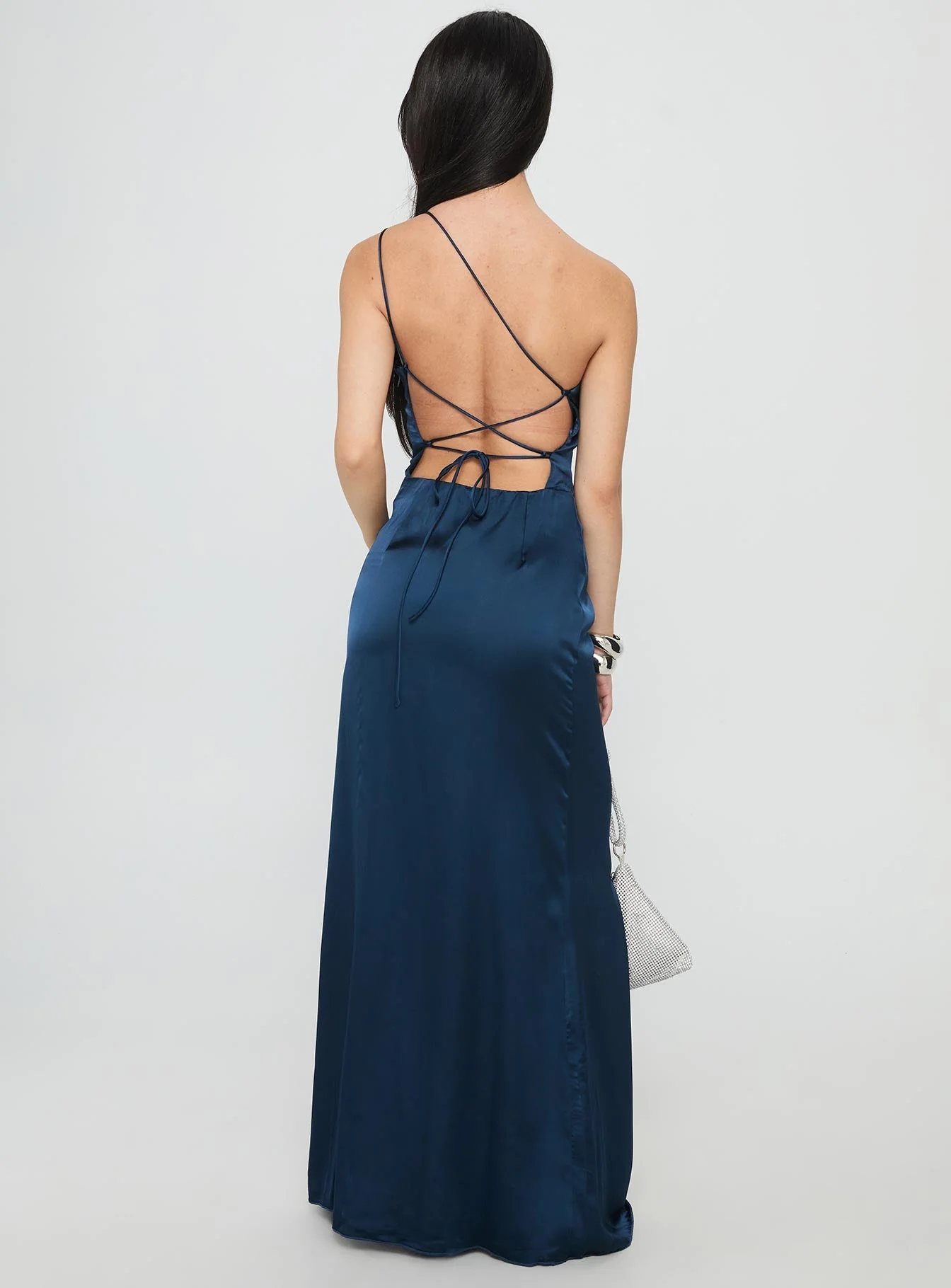 Kiss Of Life Satin Maxi Dress Navy - Image 4
