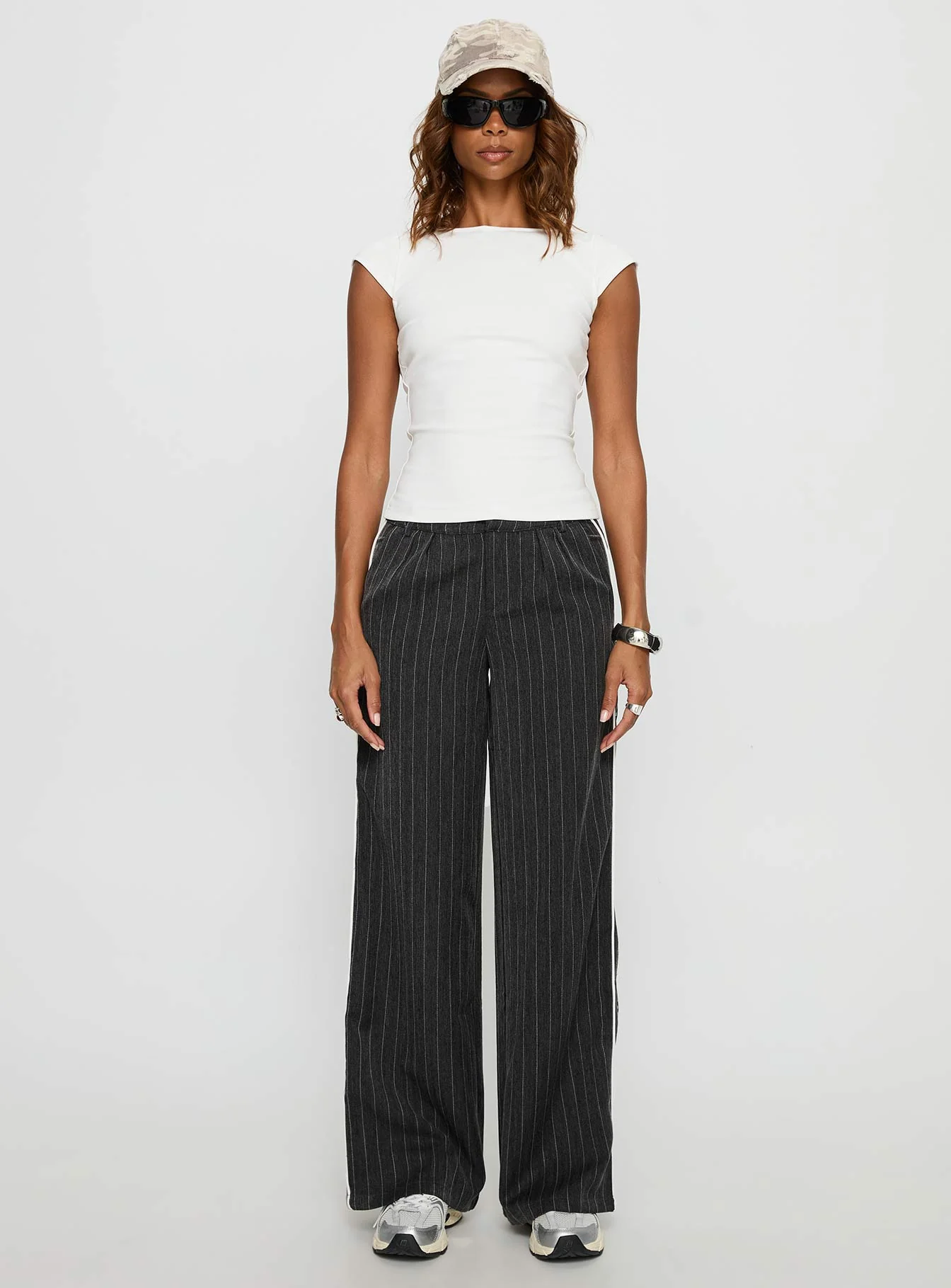 Knowla Pleated Trouser Pant Grey Pinstripe - Image 7