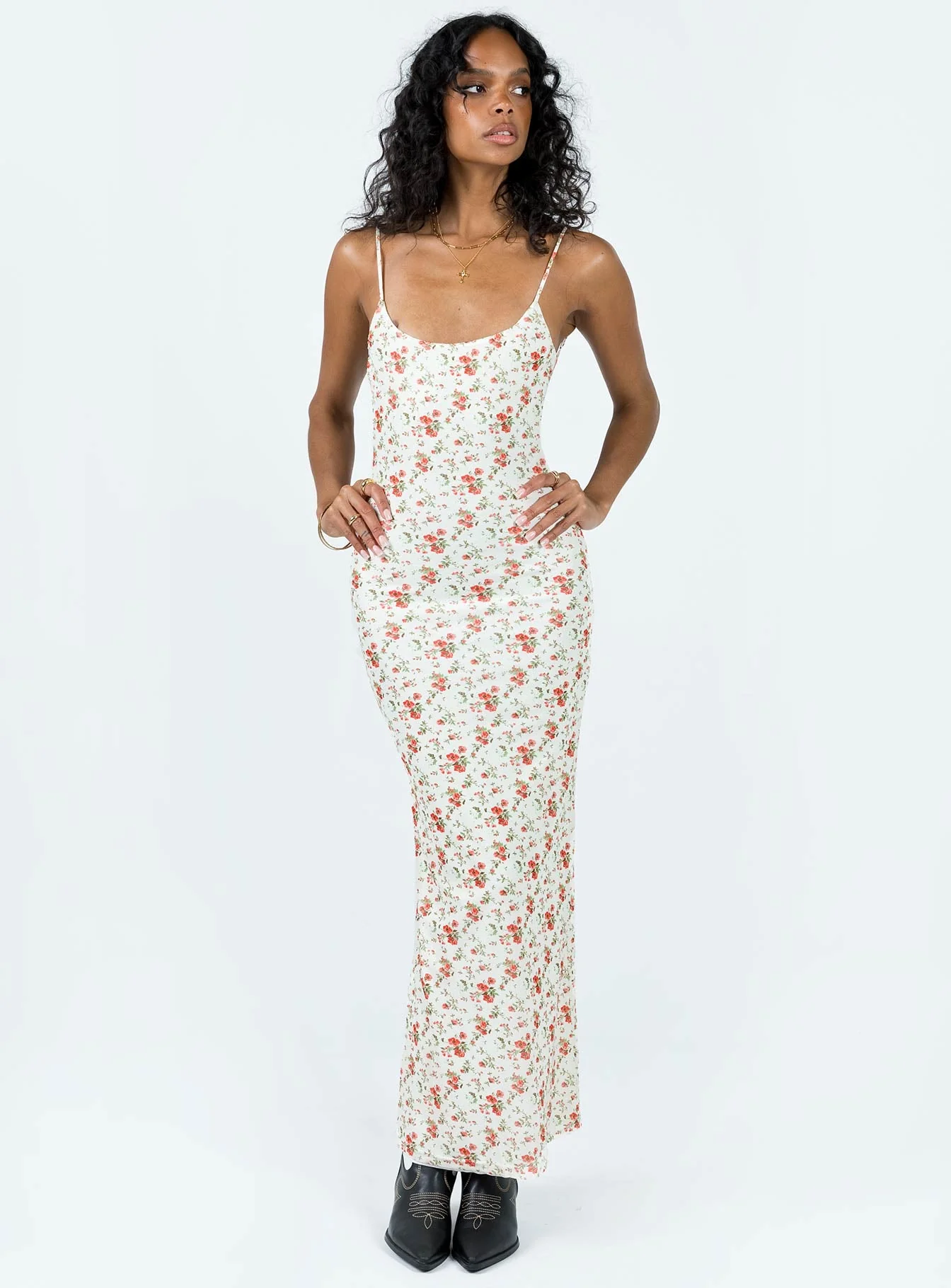 Knox Maxi Dress Beige Floral - Image 2