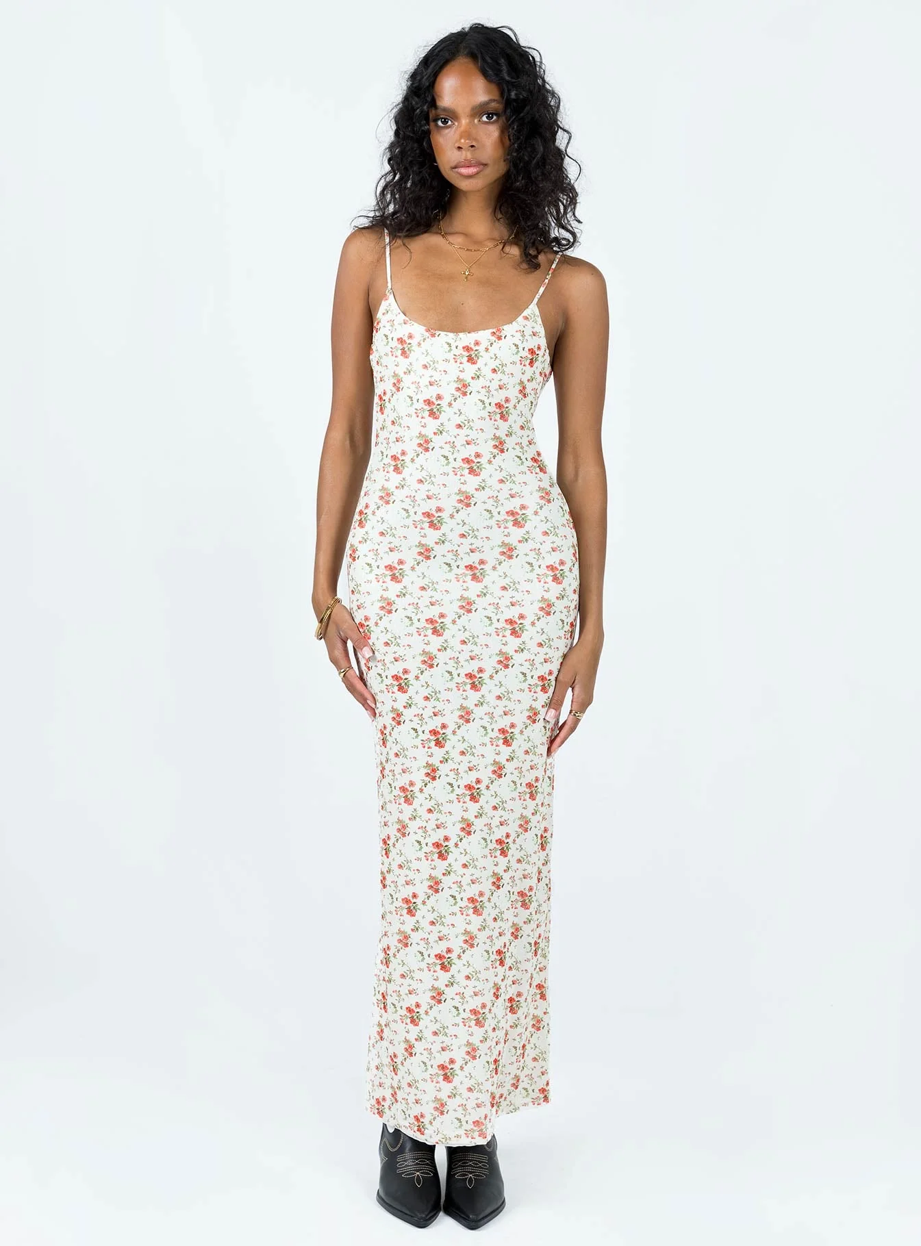 Knox Maxi Dress Beige Floral - Image 3