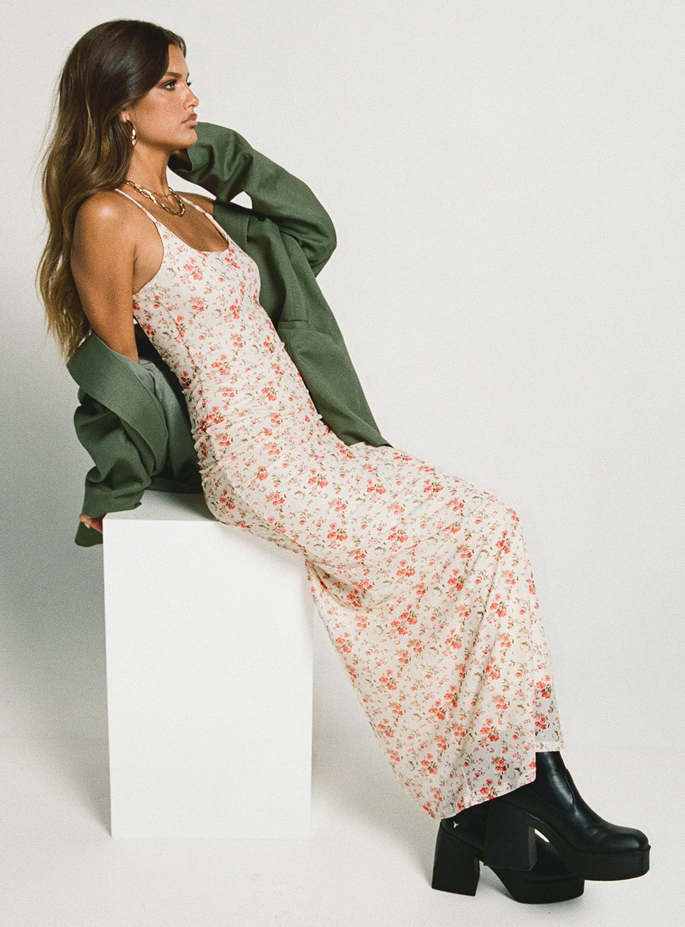 Knox Maxi Dress Beige Floral - Image 8