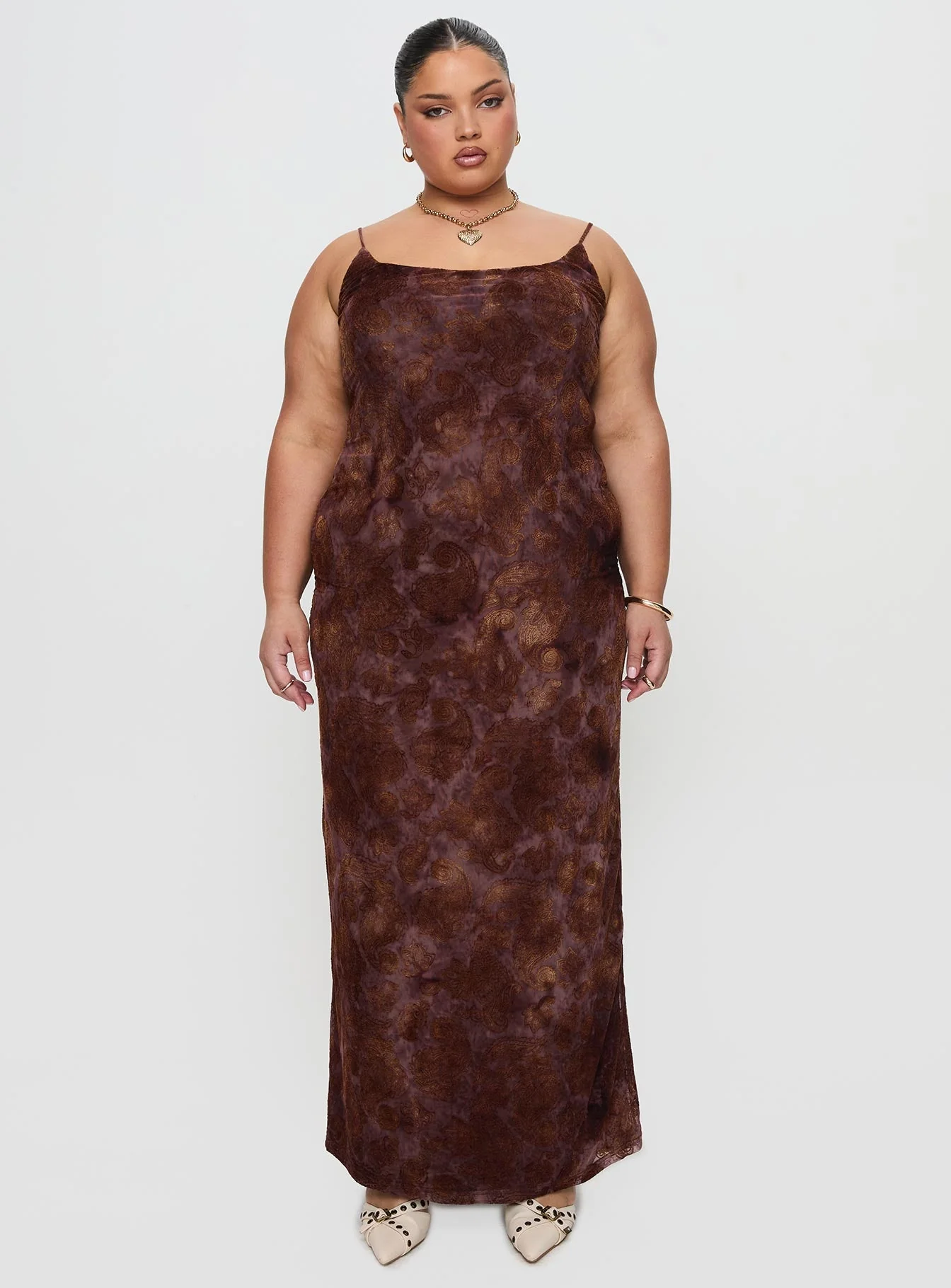 Knox Maxi Dress Chocolate Paisley Curve - Image 3