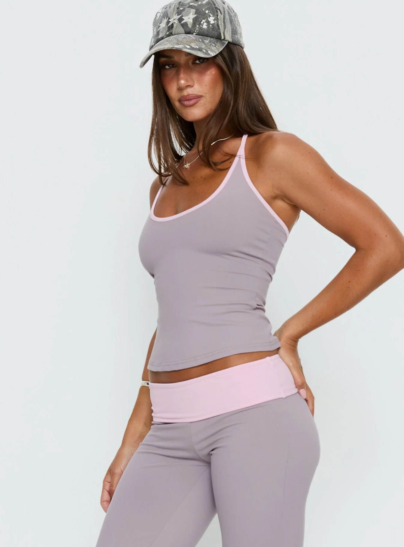 Kobee Jersey Halter Top Slate / Dusty Pink - Image 4