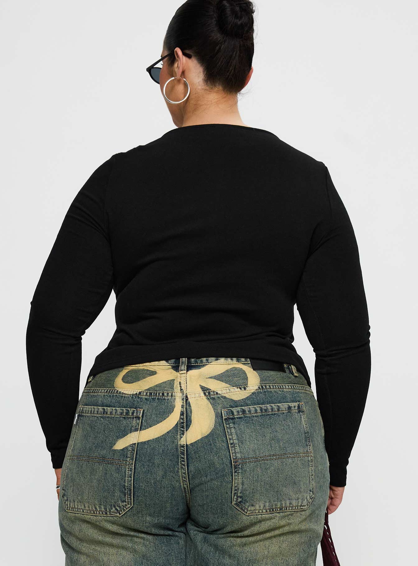 Kortez Long Sleeve Zip Through Top Black Curve - Image 5