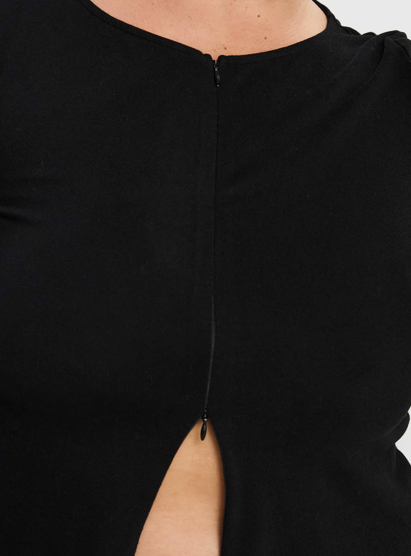 Kortez Long Sleeve Zip Through Top Black Curve - Image 6