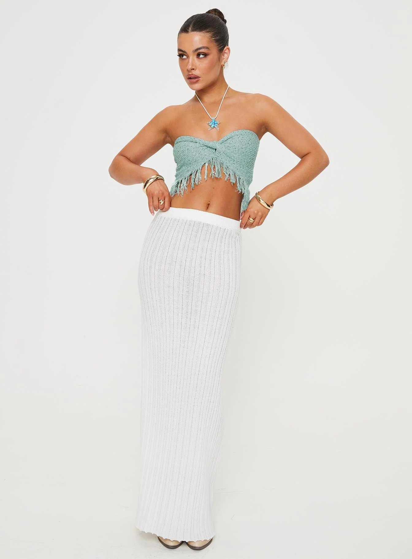 Kovac Reversible Fringe Tube Top Blue - Image 3
