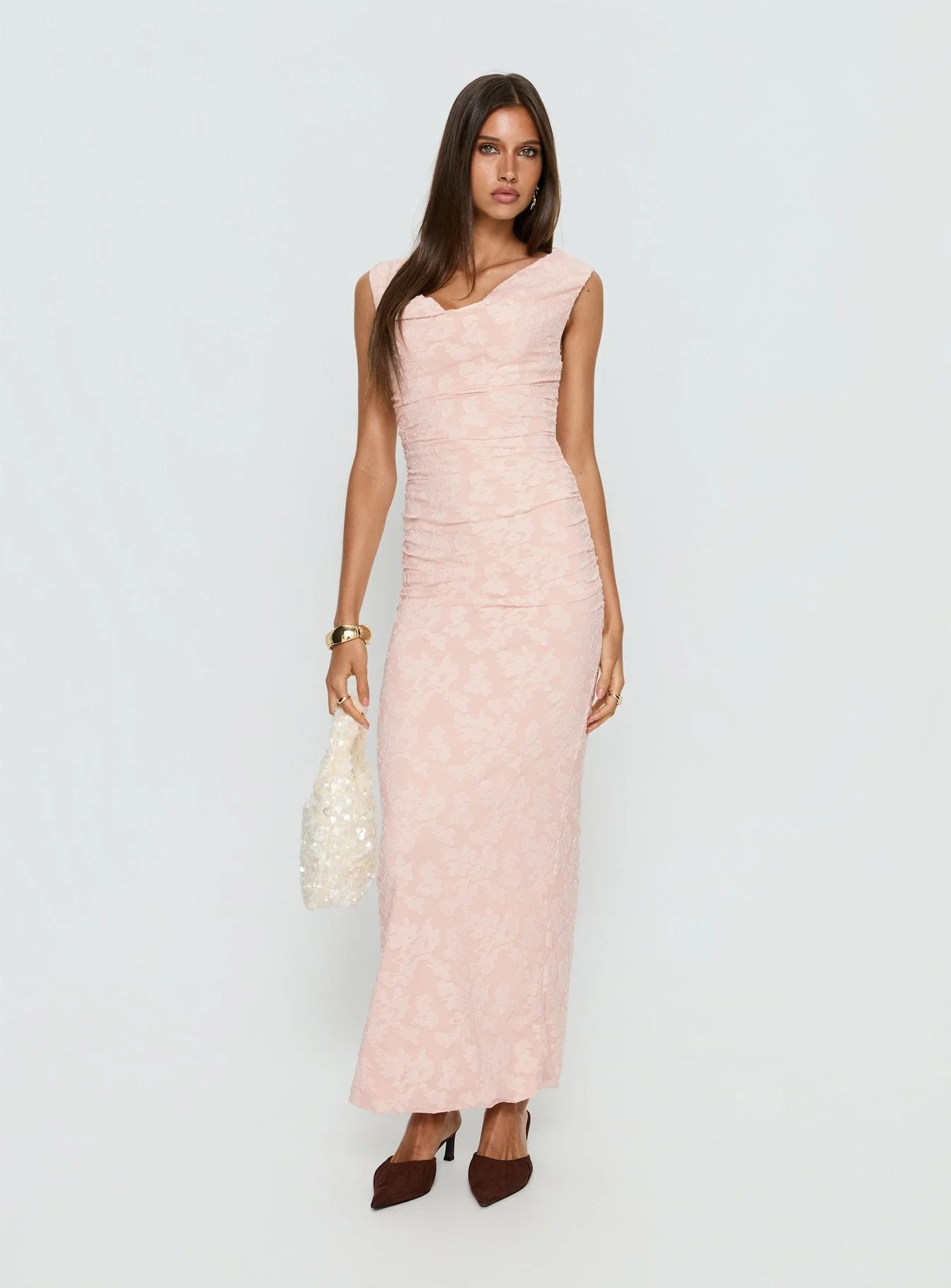Kristeen Cowl Neck Maxi Dress Blush Pink - Image 3