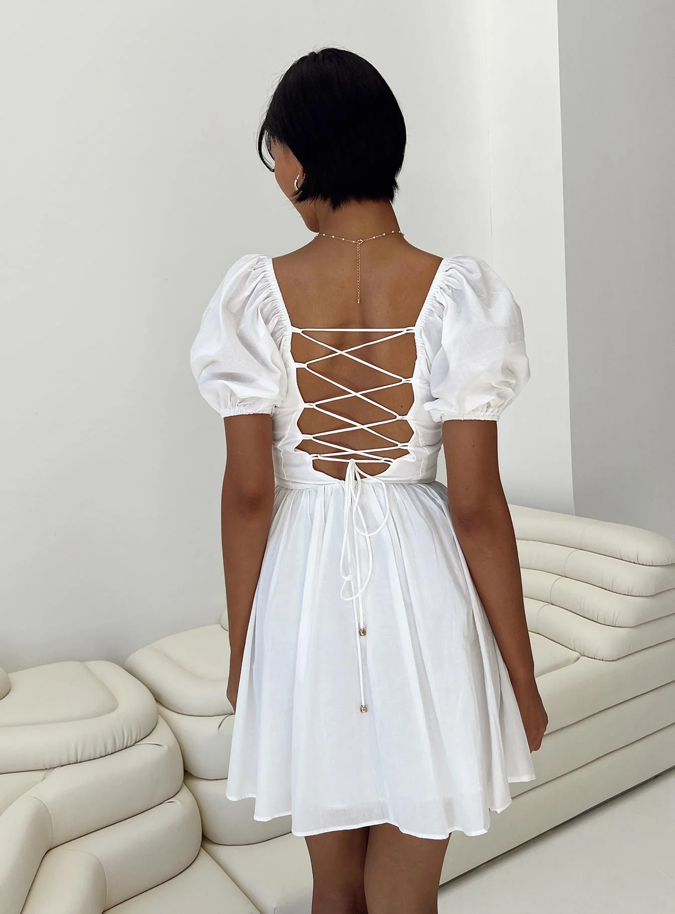 Krysten Mini Dress White - Image 4