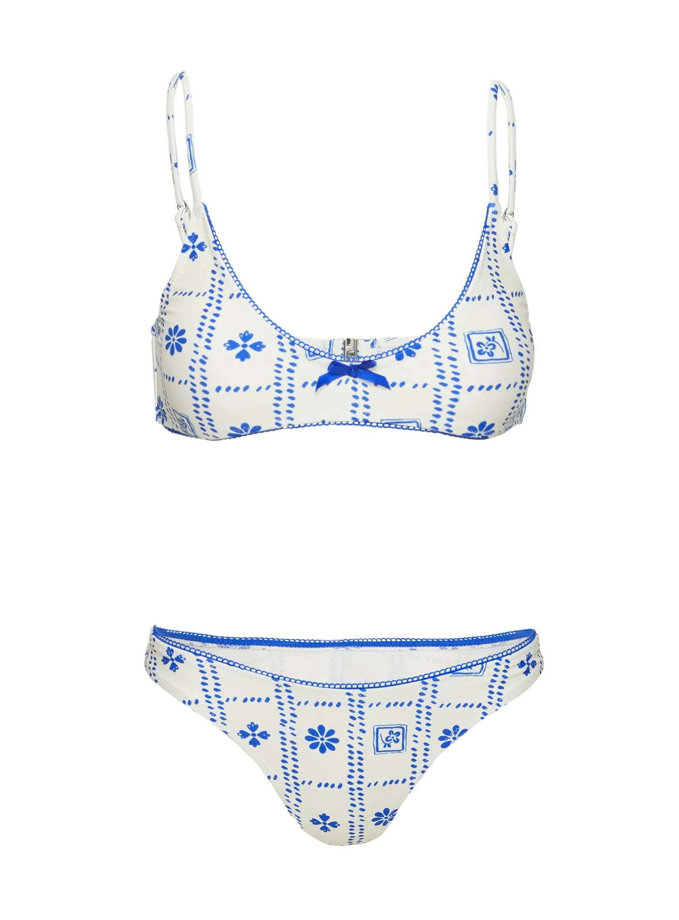 Kursti High Cut Cheeky Bikini Bottoms Blue / White - Image 5
