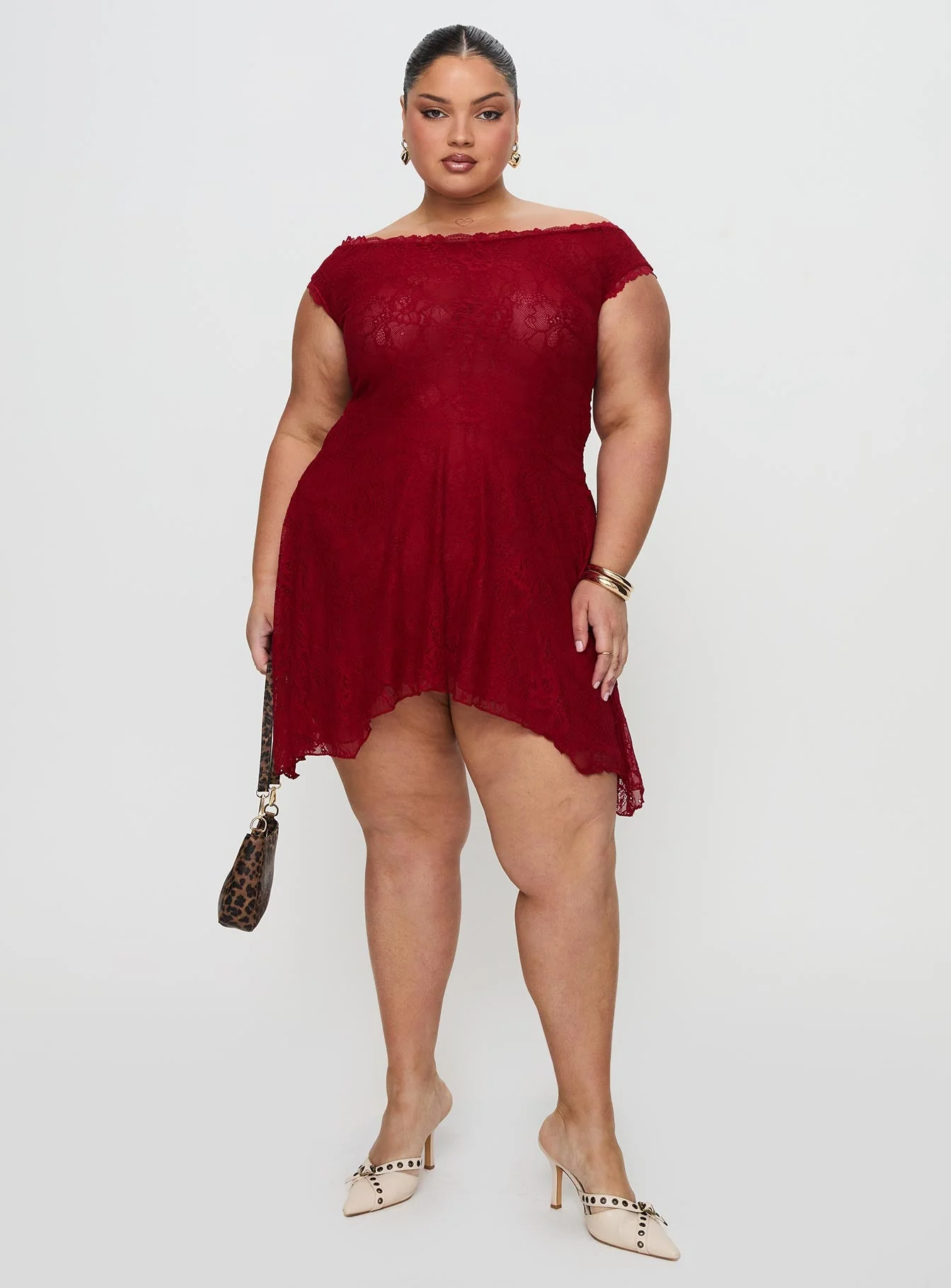 La Dolce Vita Lace Mini Dress Red - Image 8