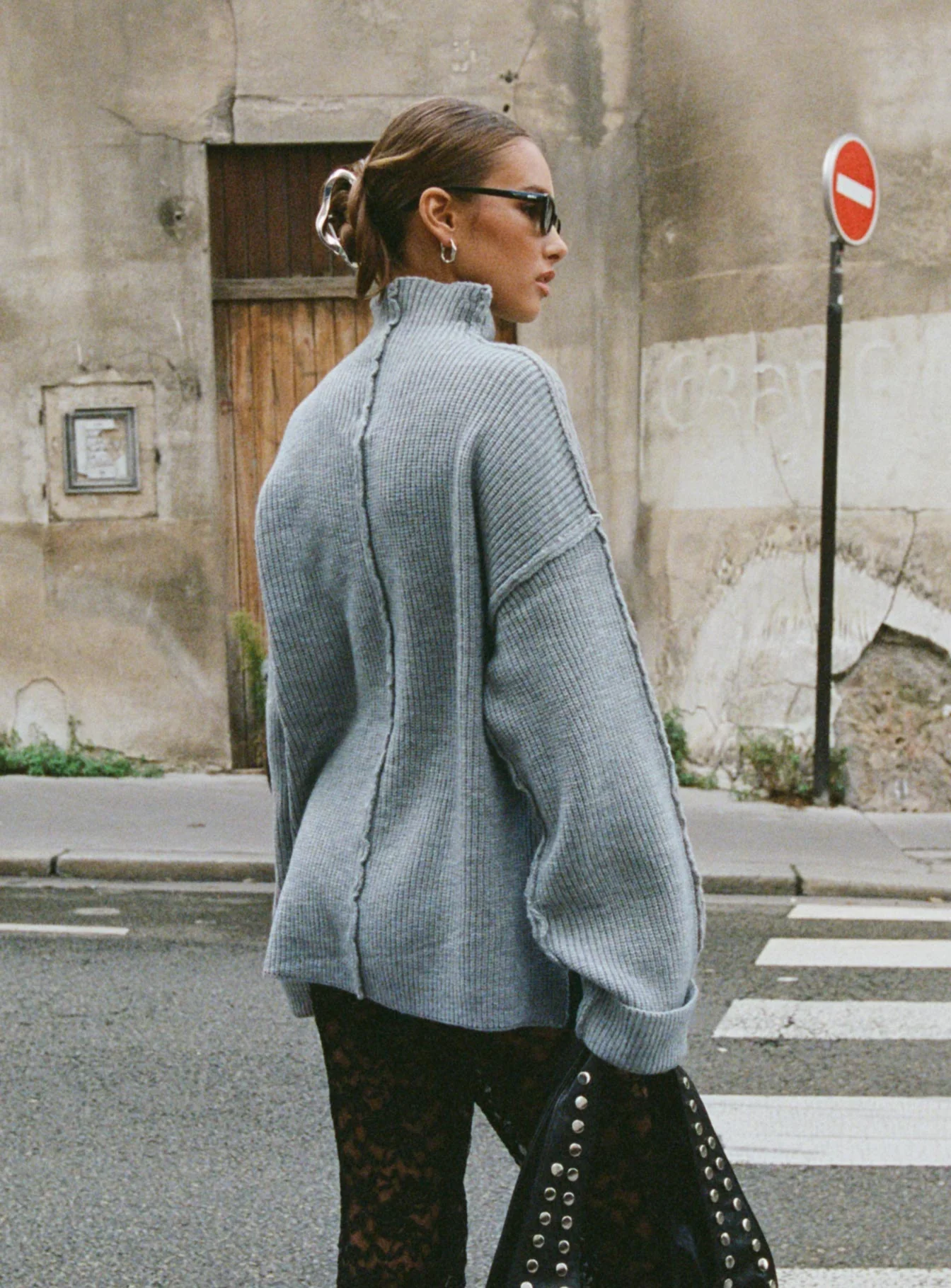 Lachlynn Oversized Knit Sweater Charcoal Marle - Image 4