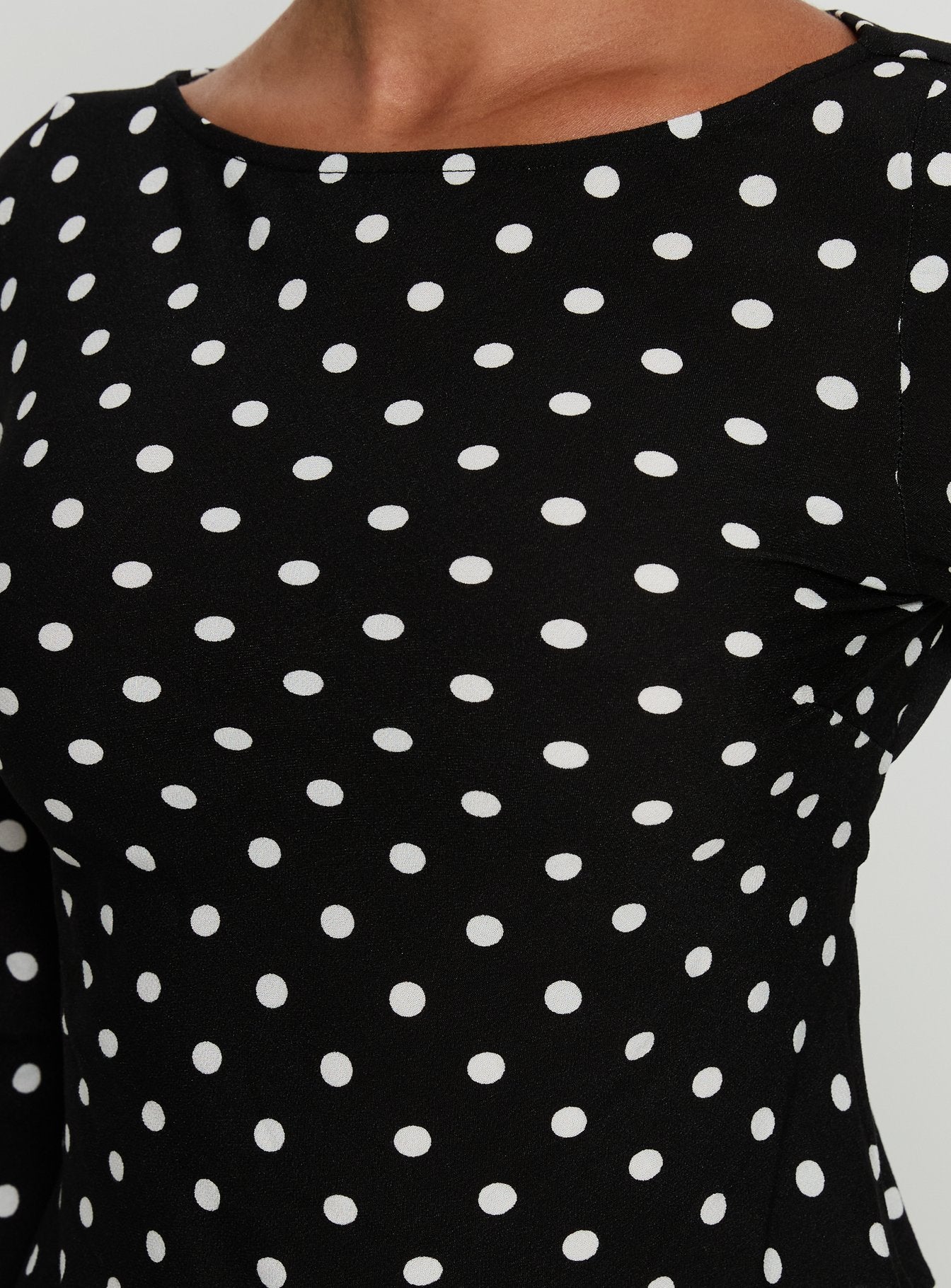 Lady Lady Long Sleeve Backless Top Black / White Polka - Image 6