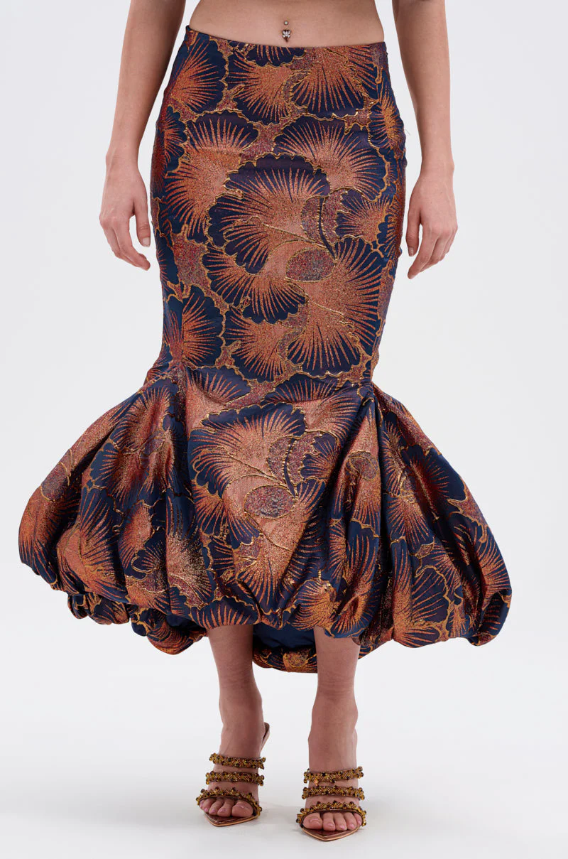 LADY LUX BROCADE BUBBLE HEM MIDI SKIRT - Image 2