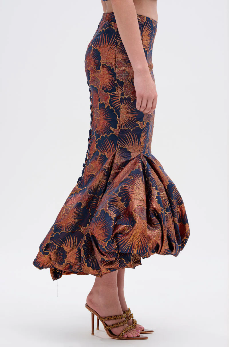 LADY LUX BROCADE BUBBLE HEM MIDI SKIRT - Image 3