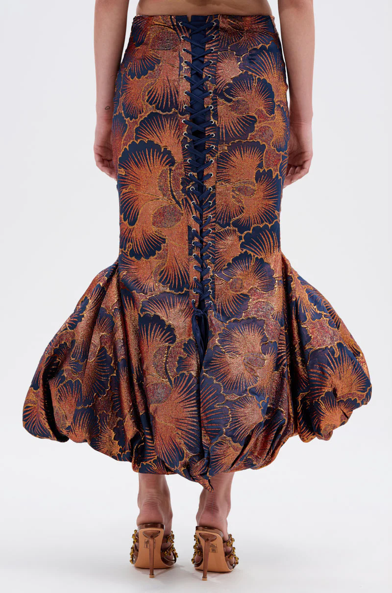 LADY LUX BROCADE BUBBLE HEM MIDI SKIRT - Image 4