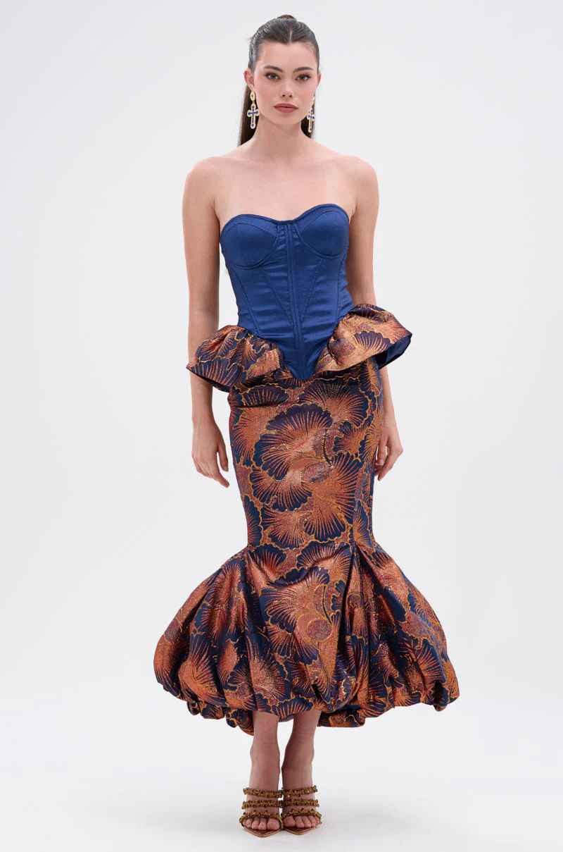 LADY LUX BROCADE BUBBLE HEM MIDI SKIRT - Image 5