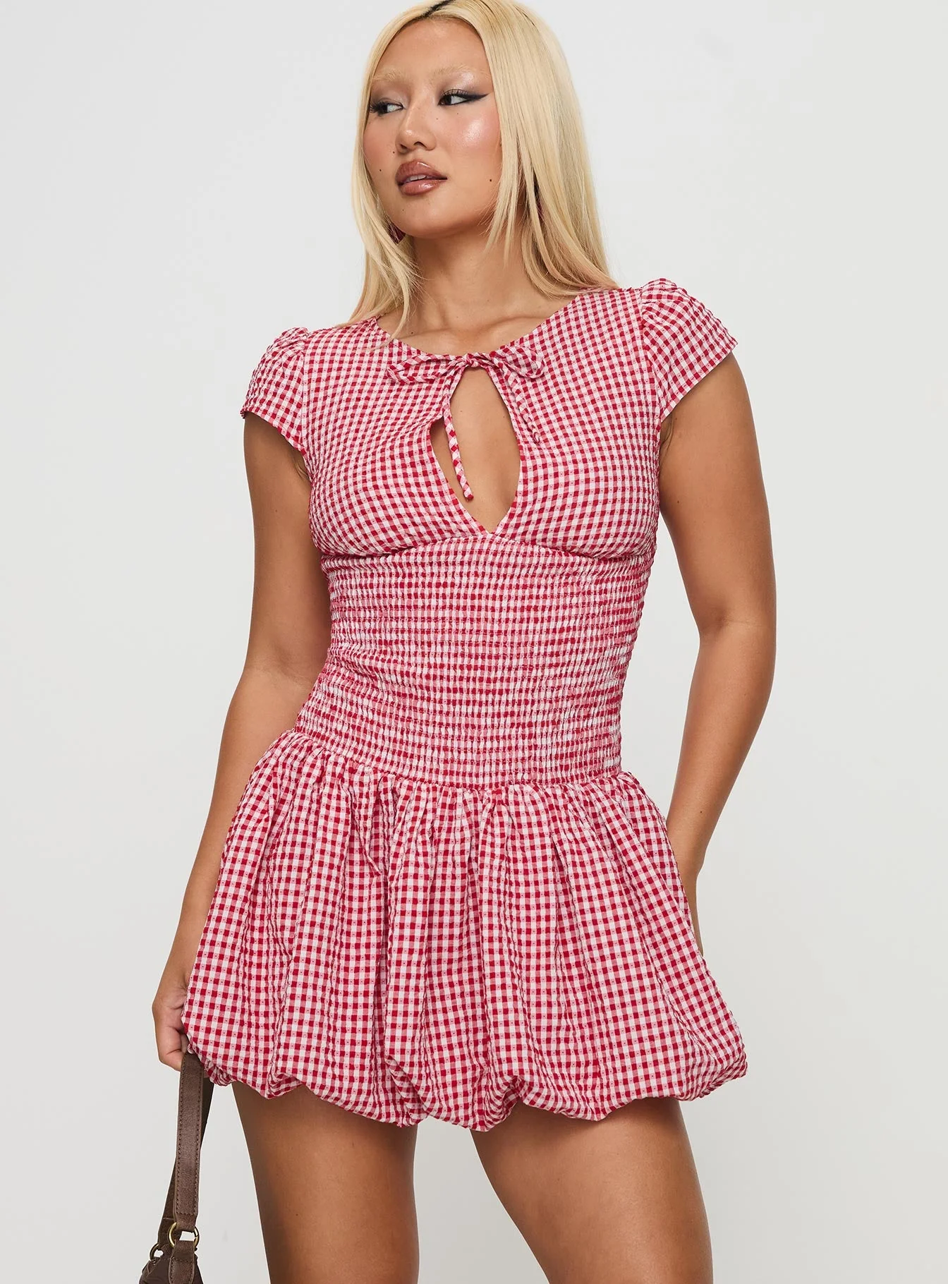 Ladybug Gingham Mini Dress Red Petite - Image 2