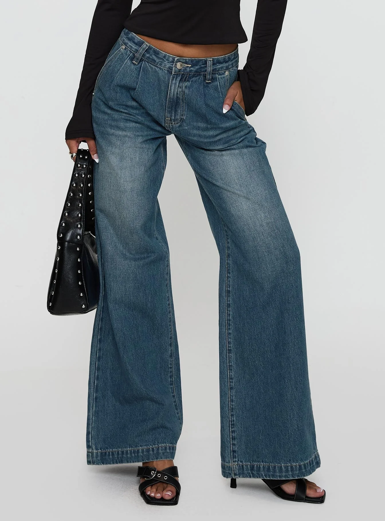 Laguardia Mid Rise Wide Leg Jeans Dark Blue Wash - Image 2