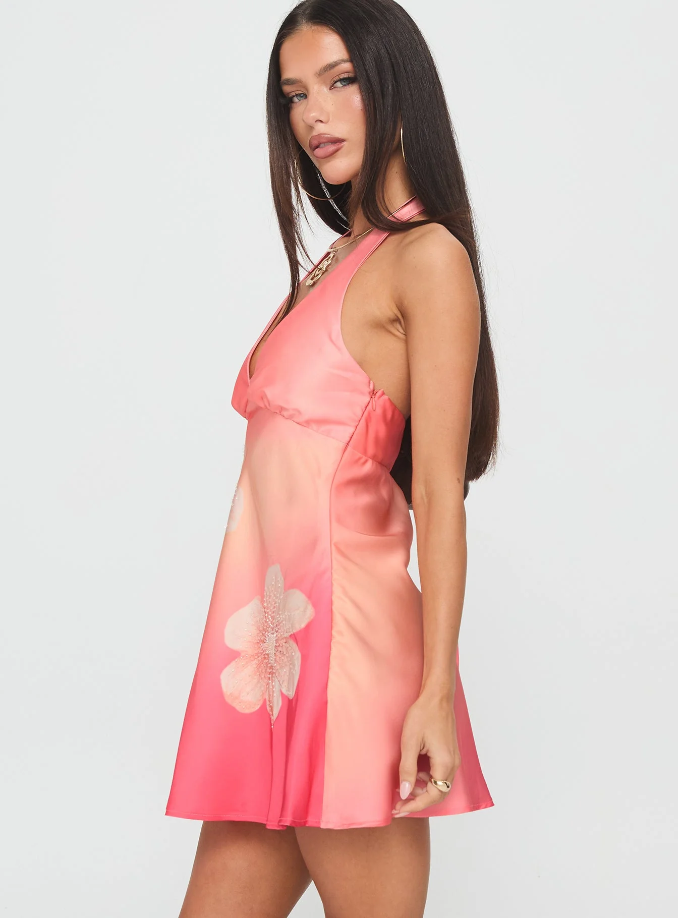Laleisa Beaded Halter Mini Dress Multi - Image 3