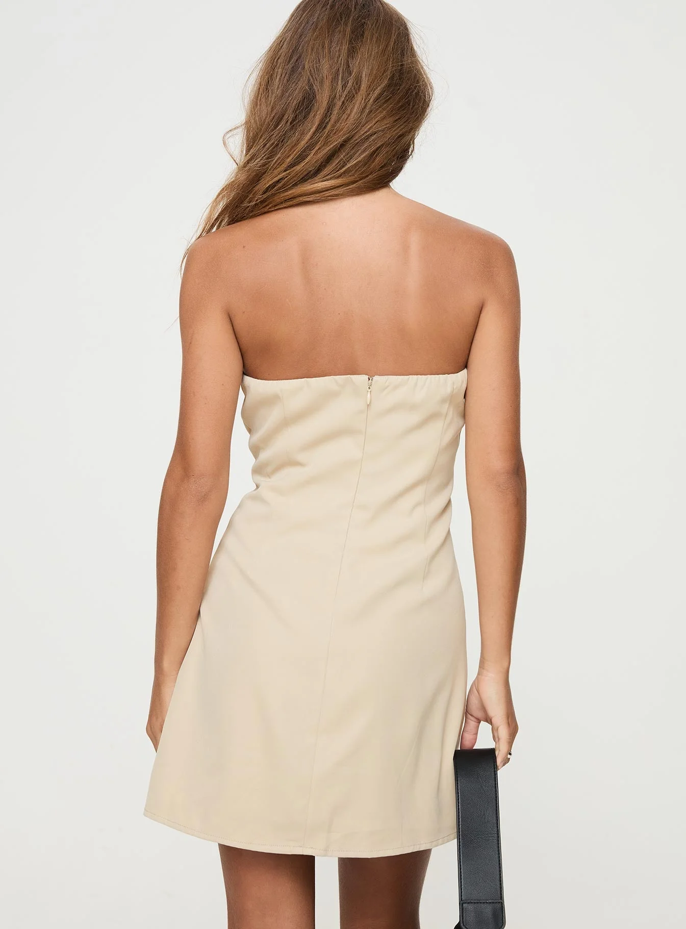 Langdon Strapless Mini Dress Beige - Image 5
