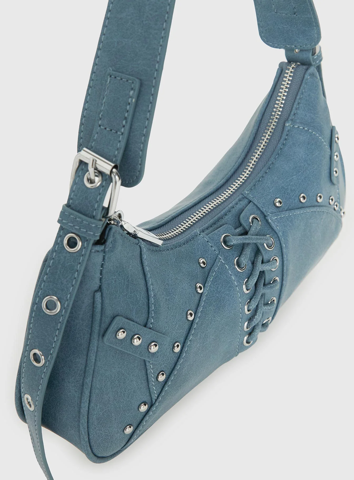 Langston Tie-Up Detail Shoulder Bag Blue - Image 5