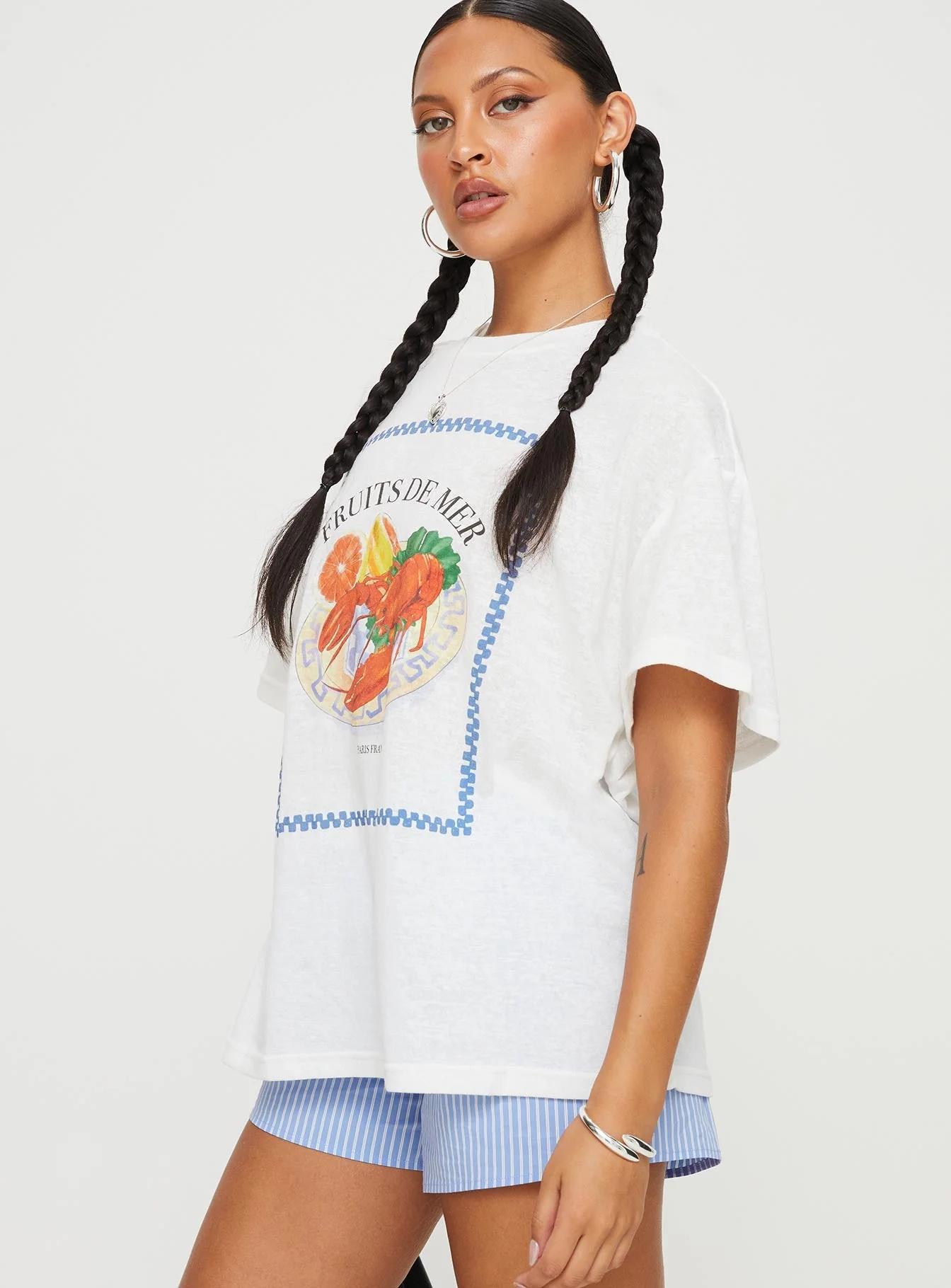 Larry Lobster Oversized Tee White - Image 4