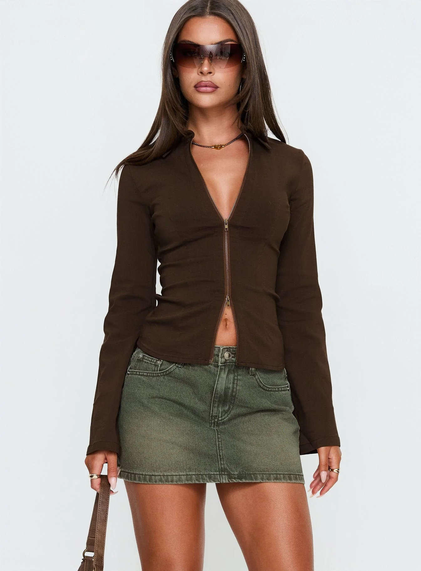 Laynee Butterfly Mini Skirt Washed Green - Image 2