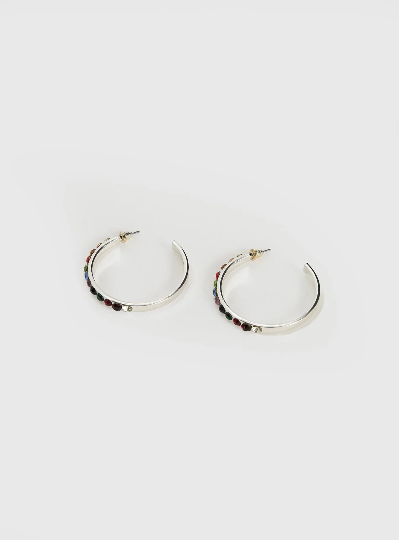 Leanah Gemstone Hoop Earrings Silver - Image 3