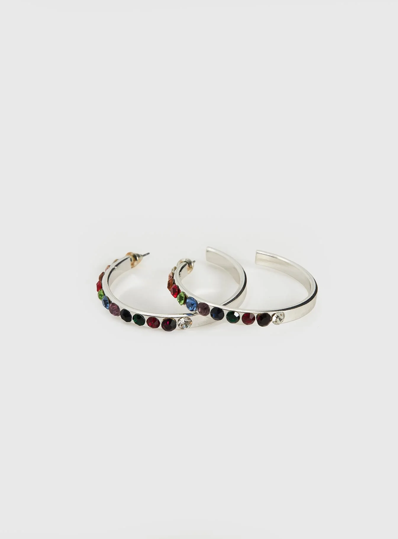 Leanah Gemstone Hoop Earrings Silver - Image 4