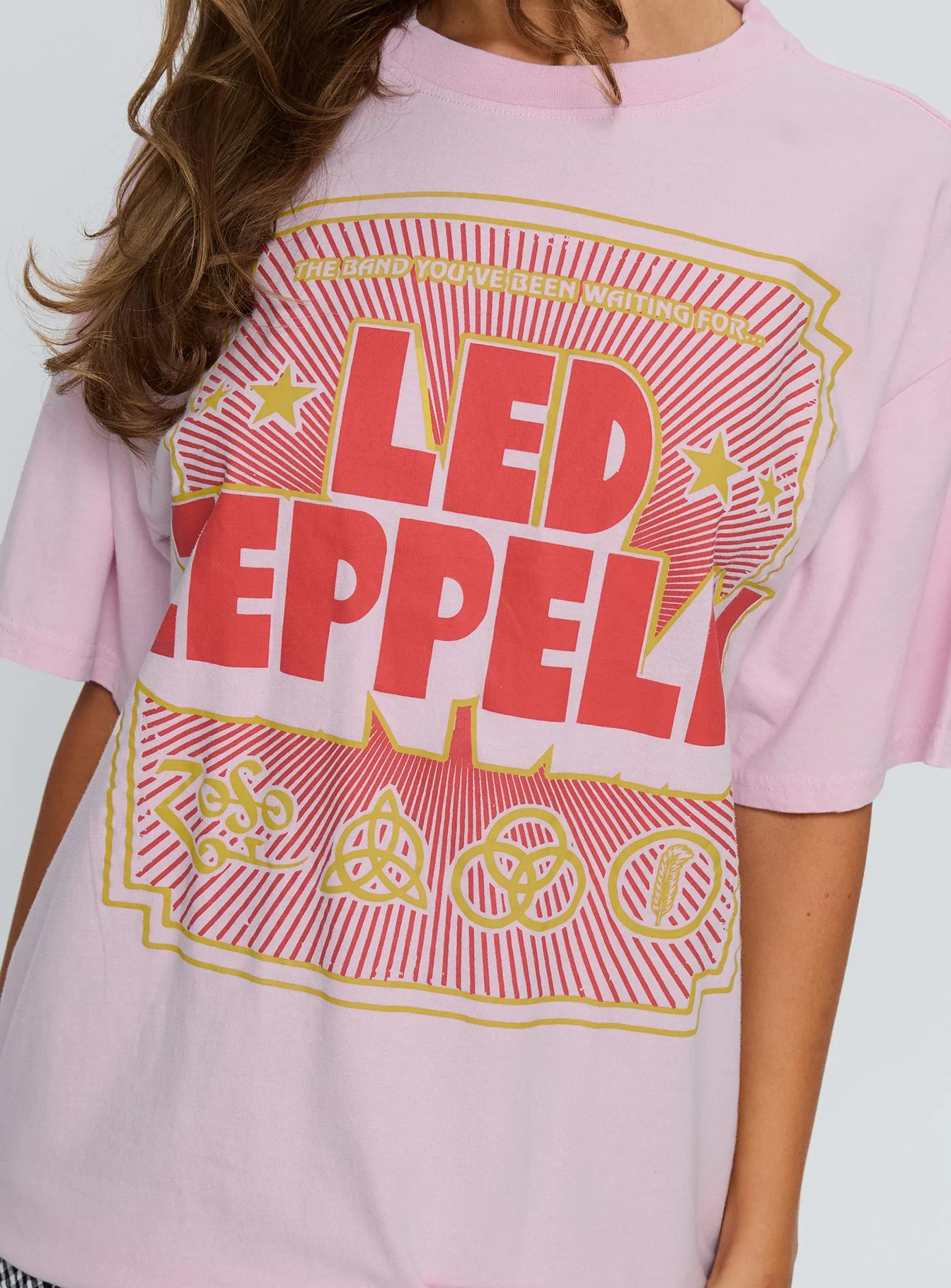 Led Zeppelin Oversized Vintage Graphic Top Pink - Image 5