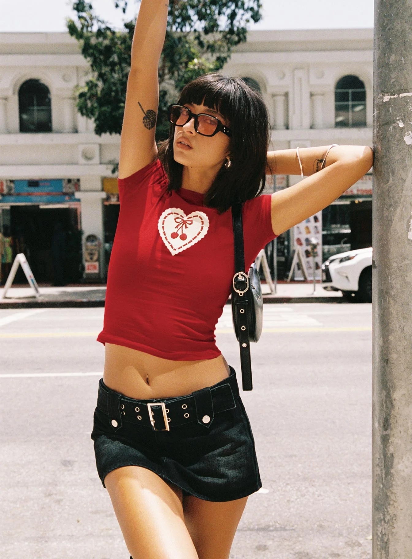 Leita Belted Micro Skort Washed Black Denim - Image 12