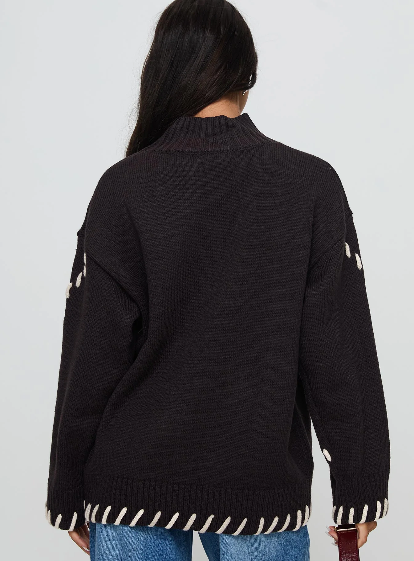 Leizure Turtleneck Knit Sweater Brown - Image 5