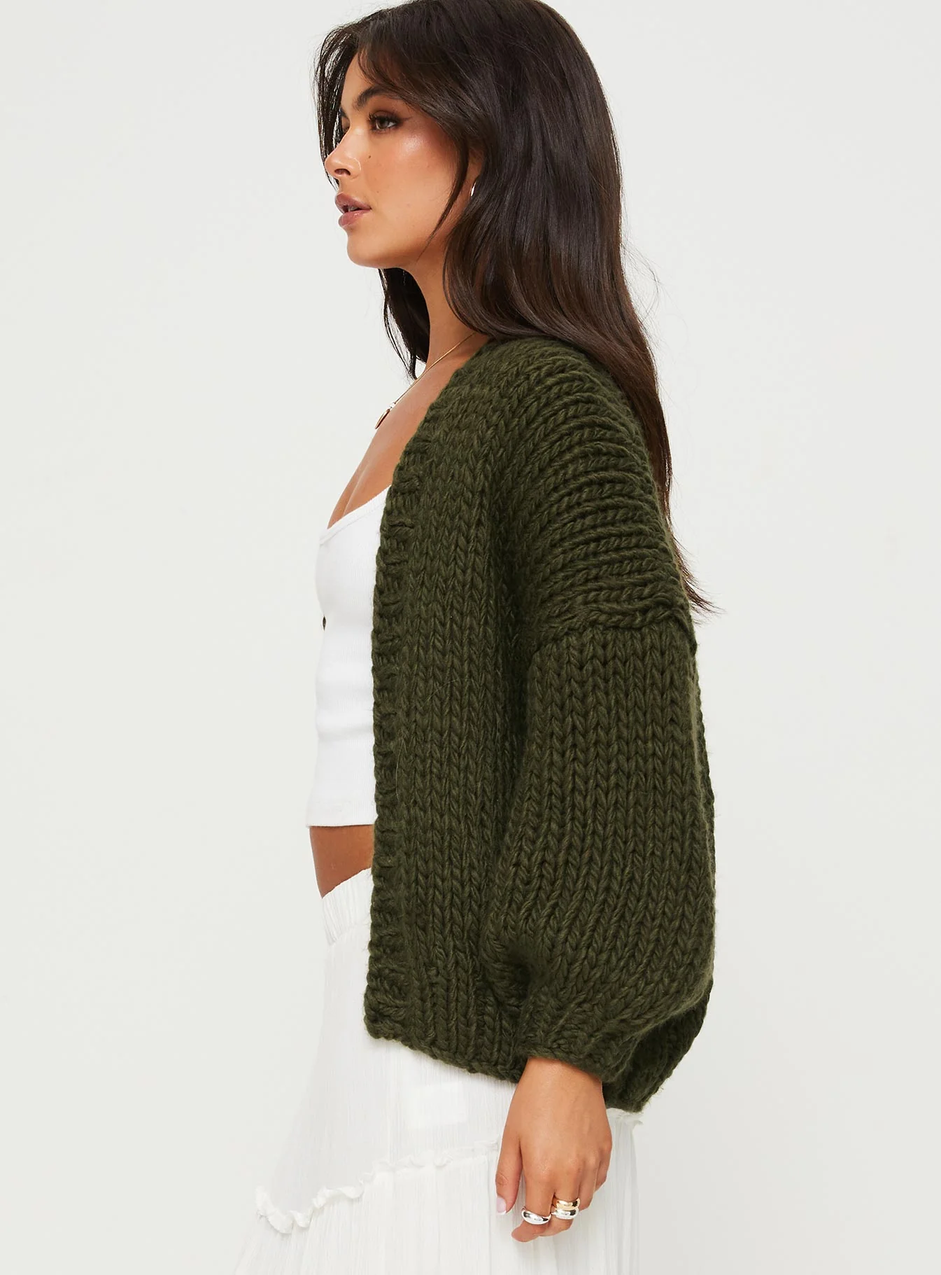 Lester Knit Cardigan Olive - Image 4