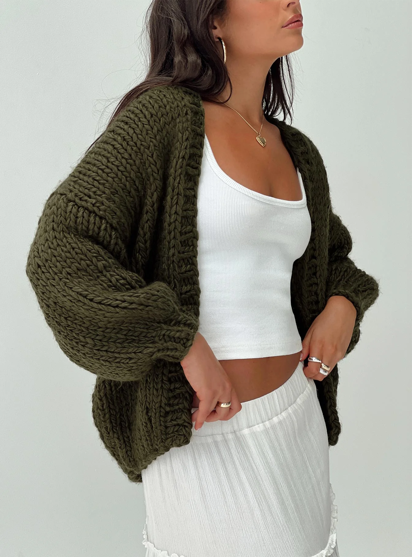 Lester Knit Cardigan Olive - Image 7