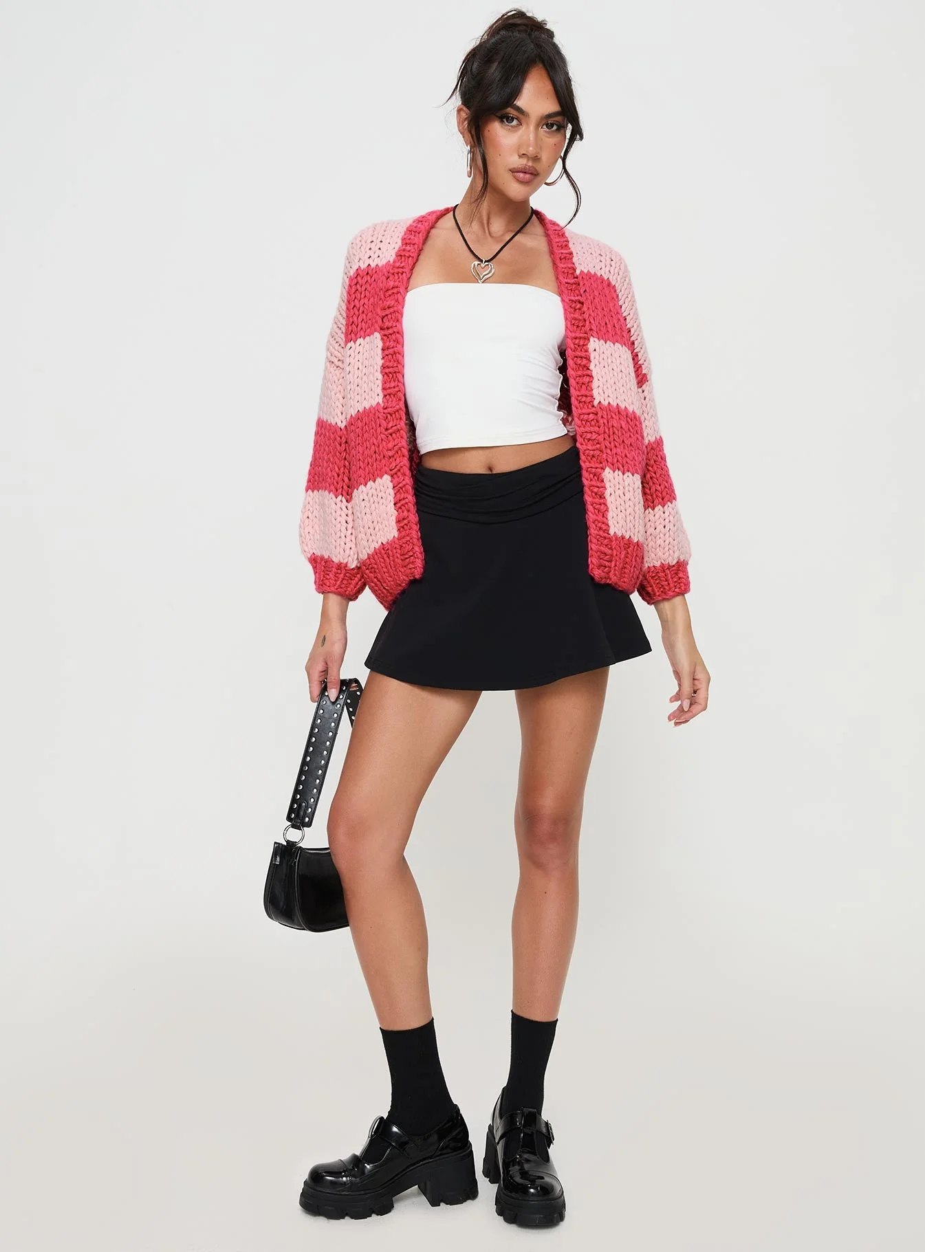 Lester Knit Cardigan Pink Stripe - Image 3