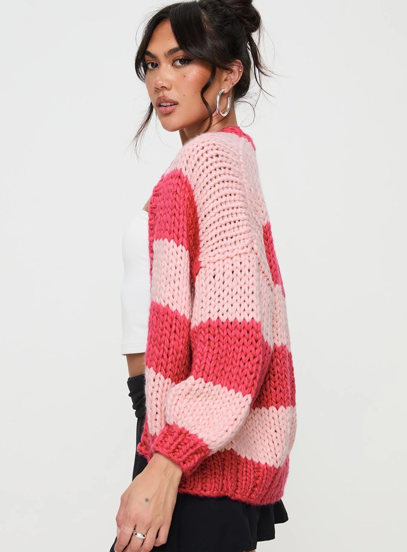 Lester Knit Cardigan Pink Stripe - Image 4