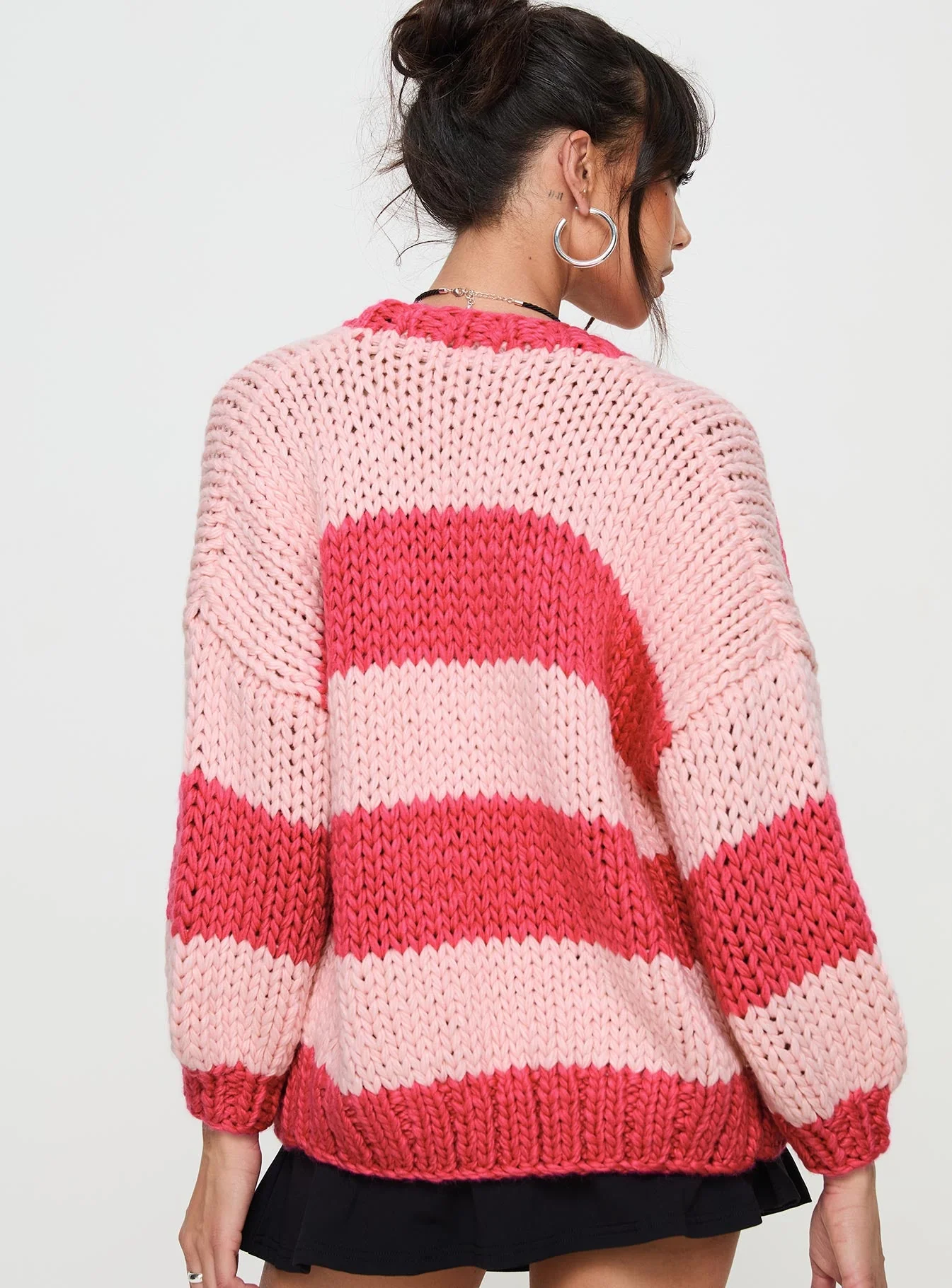 Lester Knit Cardigan Pink Stripe - Image 5