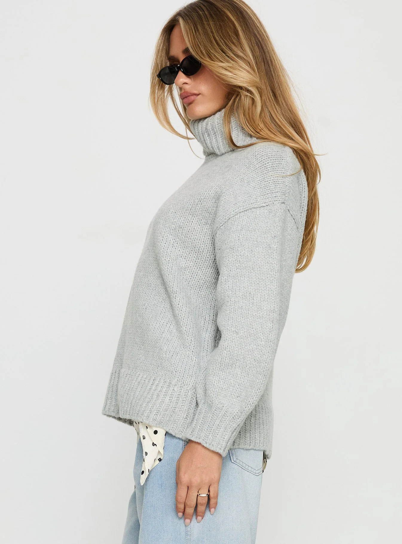 Let Love In Knit Sweater Grey - Image 3