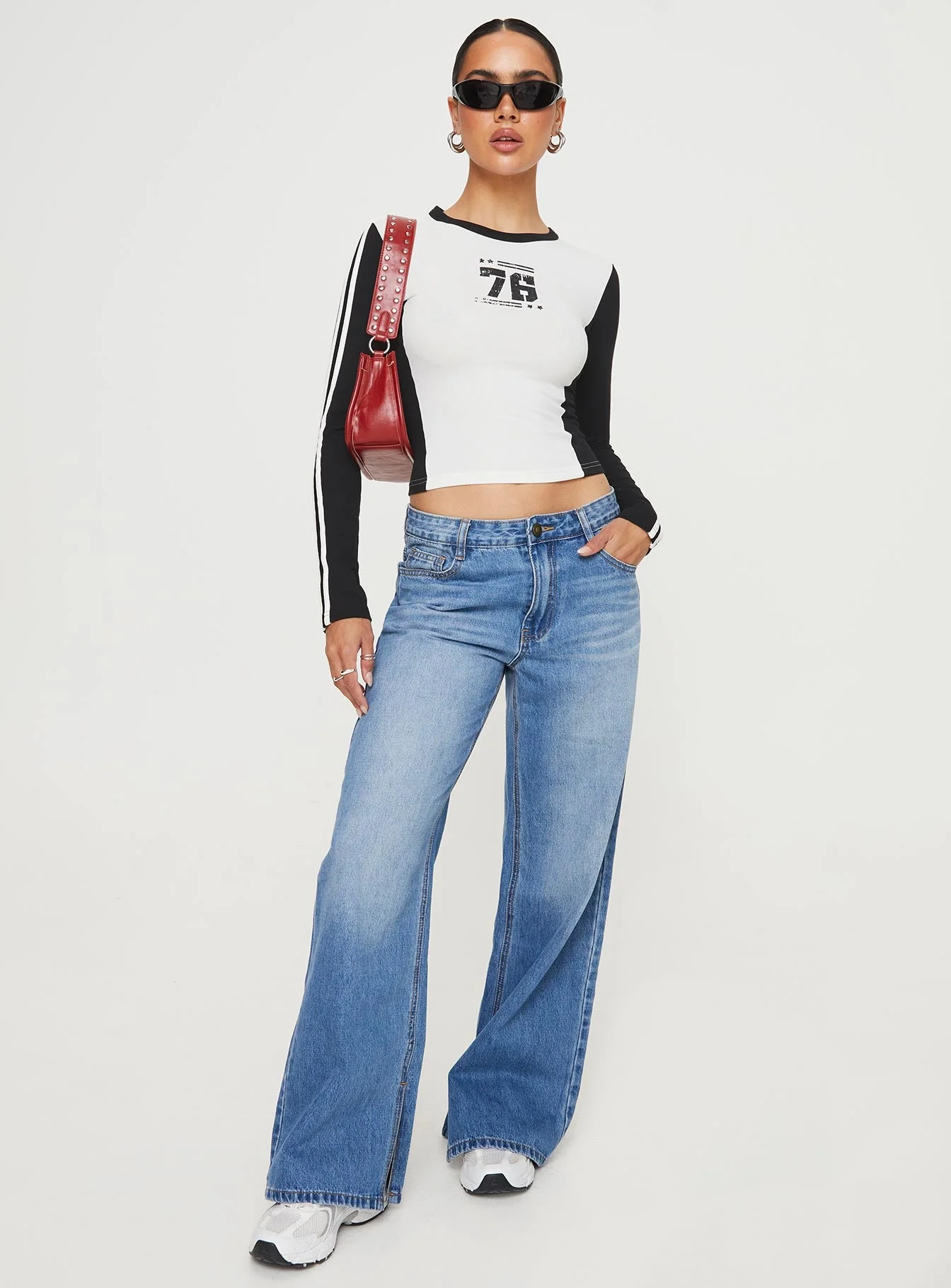 Letina Long Sleeve Top Black / White - Image 5